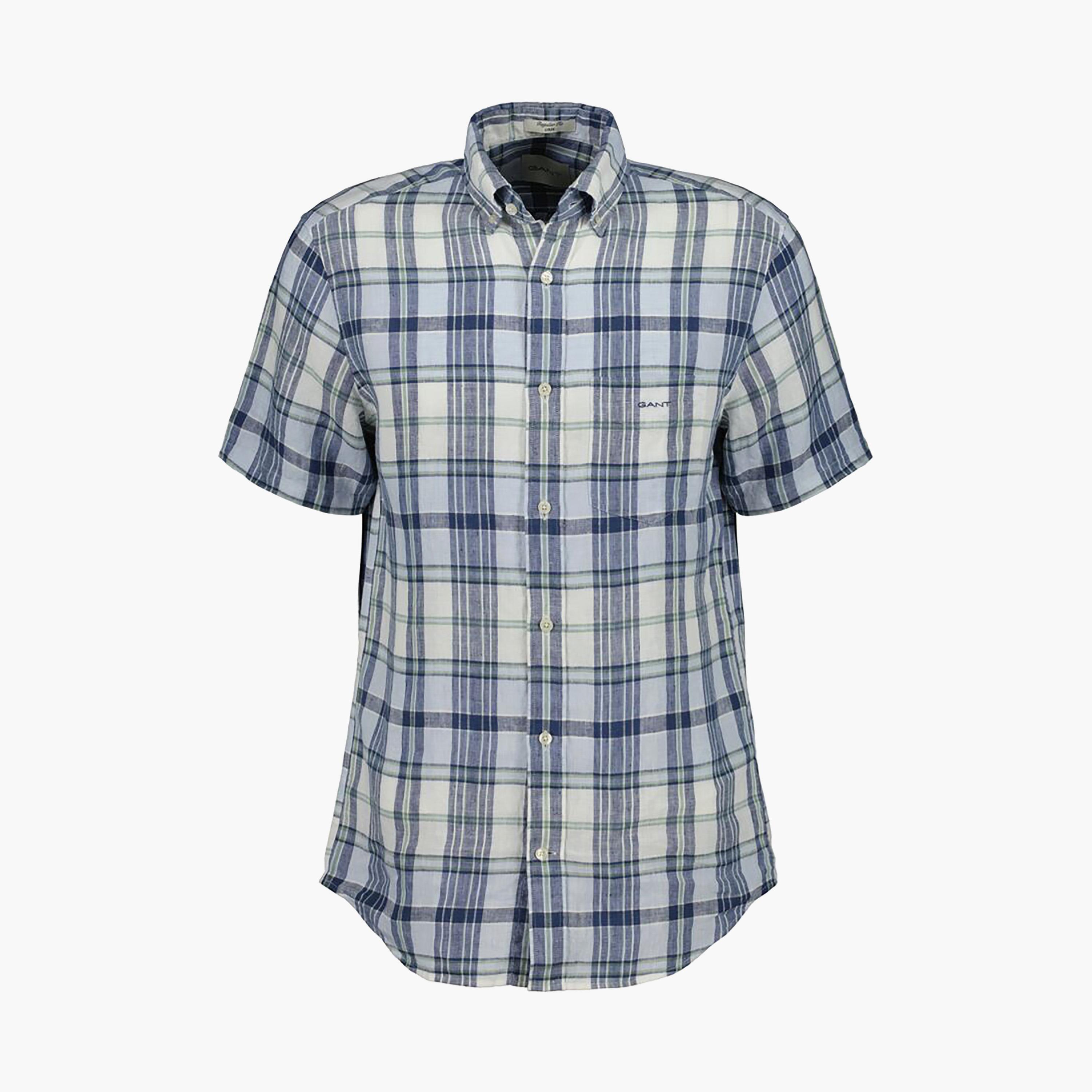 Gant Regular Fit Checked Button-Down Collar Short Sleeves Men's Shirt-men-clothing-shirts-image-4