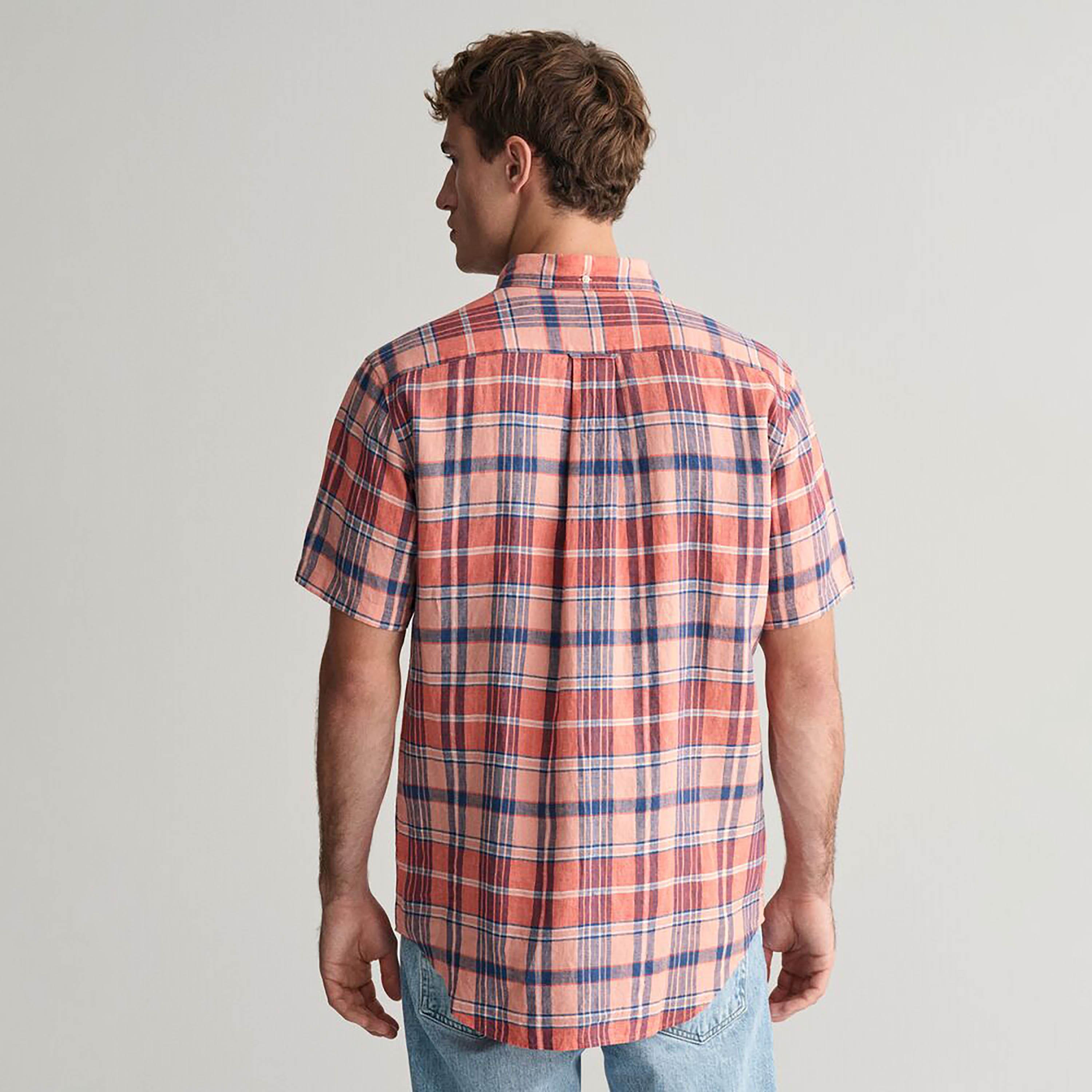 Gant Regular Fit Checked Button-Down Collar Short Sleeves Men's Shirt-men-clothing-shirts-image-9