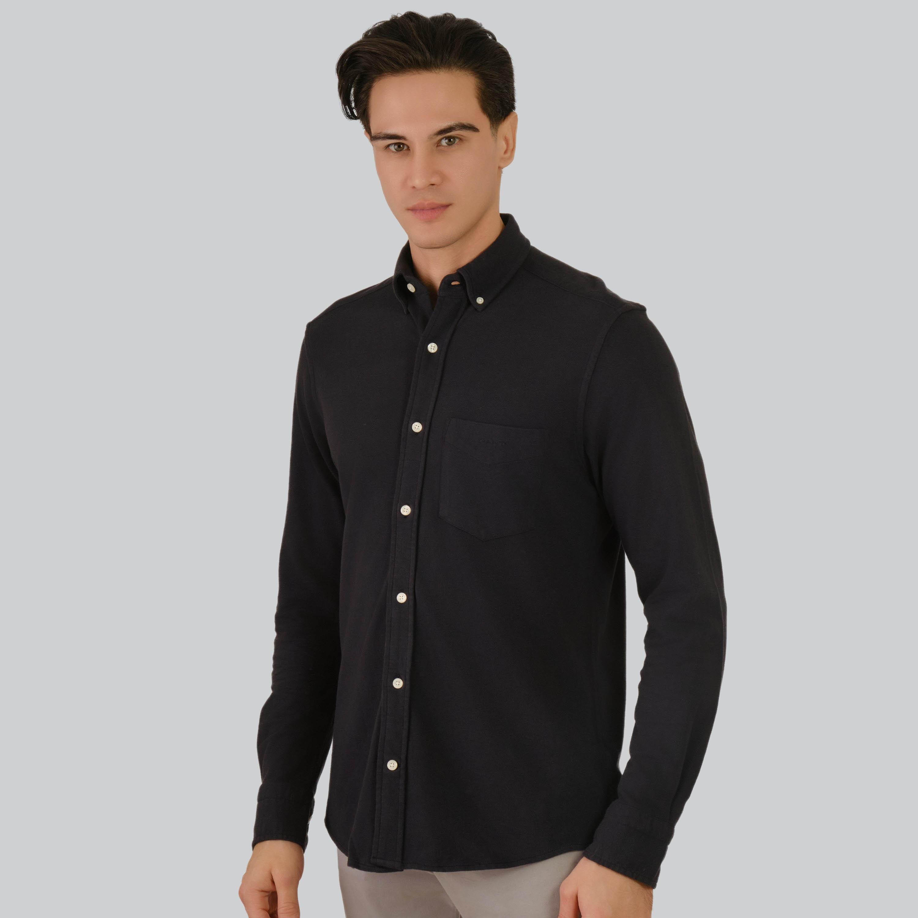 Gant Regular Fit Plain Button-Down Collar Long Sleeves Men's Shirt-men-clothing-shirts-image-1