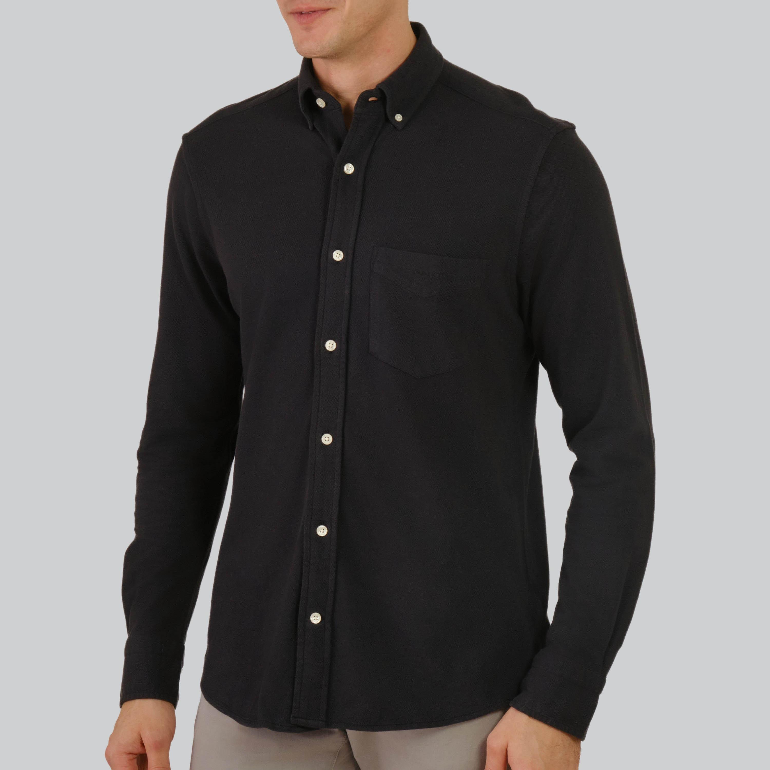 Gant Regular Fit Plain Button-Down Collar Long Sleeves Men's Shirt-men-clothing-shirts-image-4
