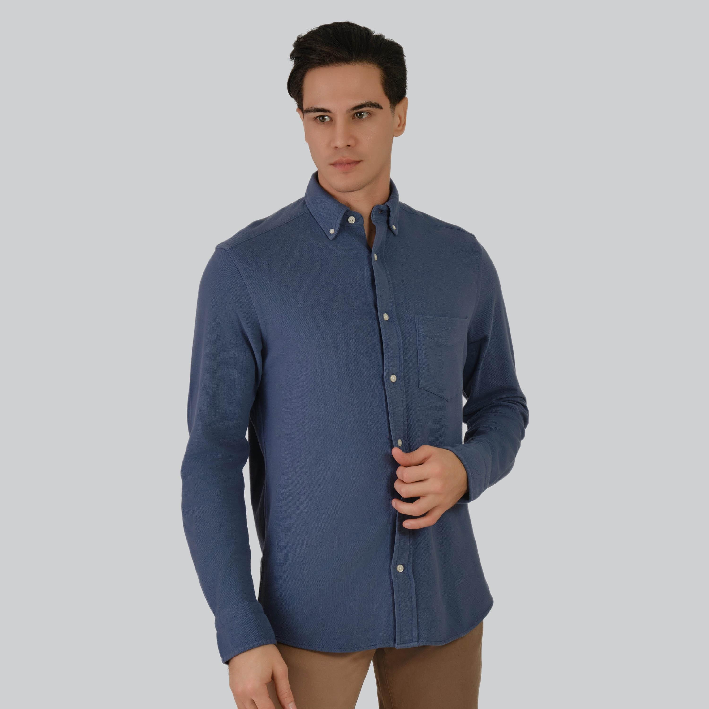 قميص رجالي من Gant ذو ياقة عادية وأكمام طويلة وياقة بأزرار سفلية-men-clothing-shirts-image-5