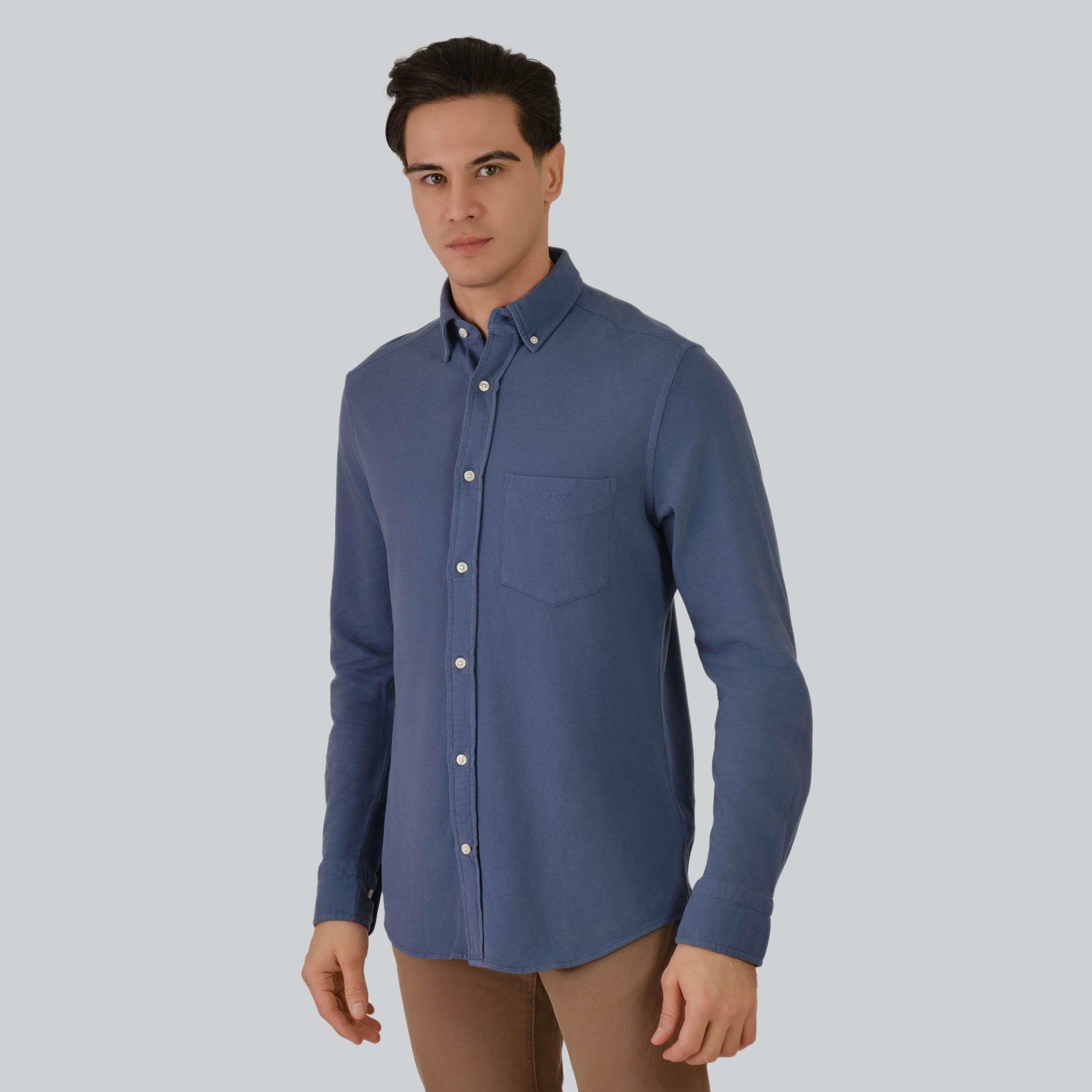 قميص رجالي من Gant ذو ياقة عادية وأكمام طويلة وياقة بأزرار سفلية-men-clothing-shirts-image-8