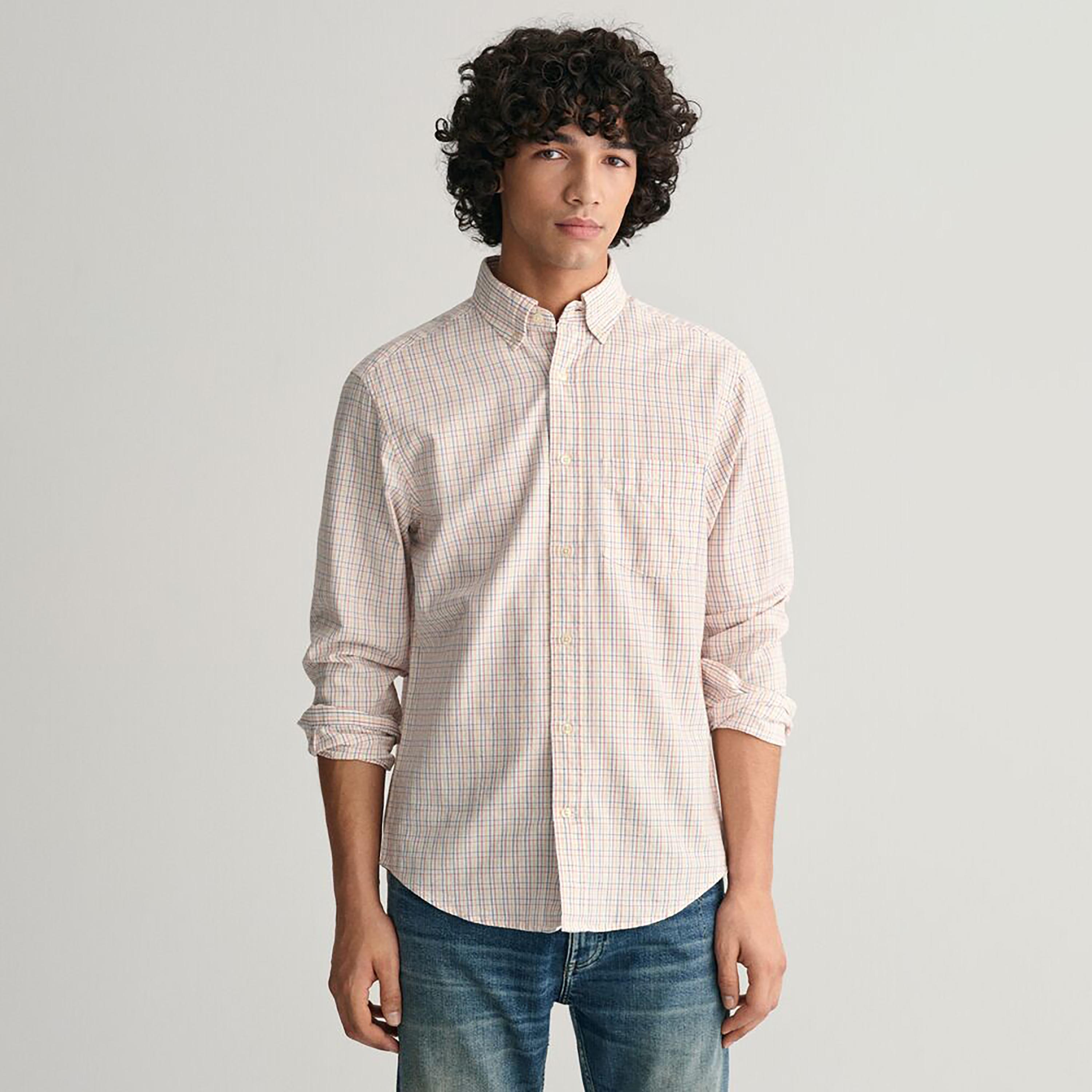 Gant Checked Button Down Collar Long Sleeves Tattersall Archive Oxford Shirt-men-clothing-shirts-image-1