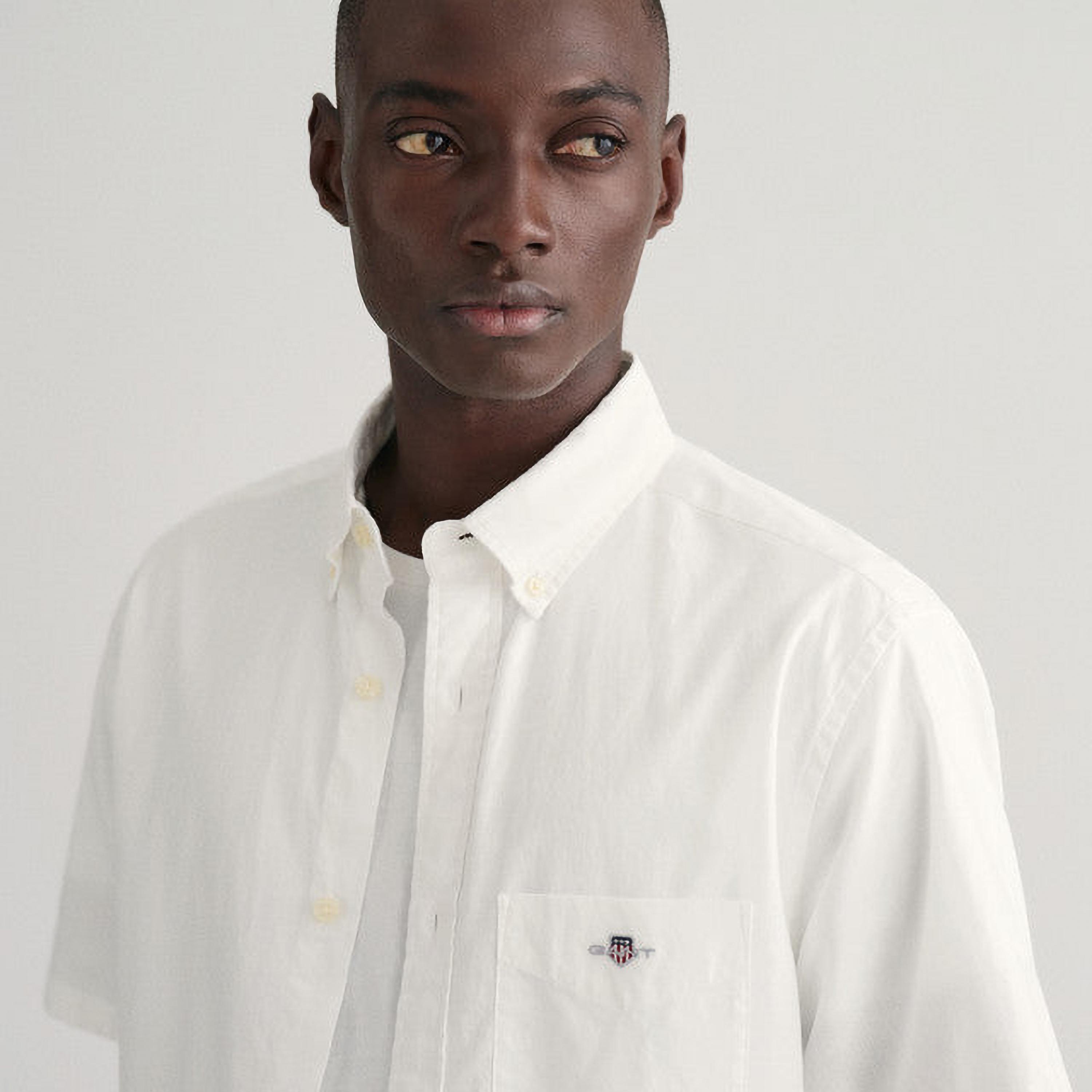 Gant Regular Fit Plain Button Down Collar Short Sleeves Shirt-men-clothing-shirts-image-2