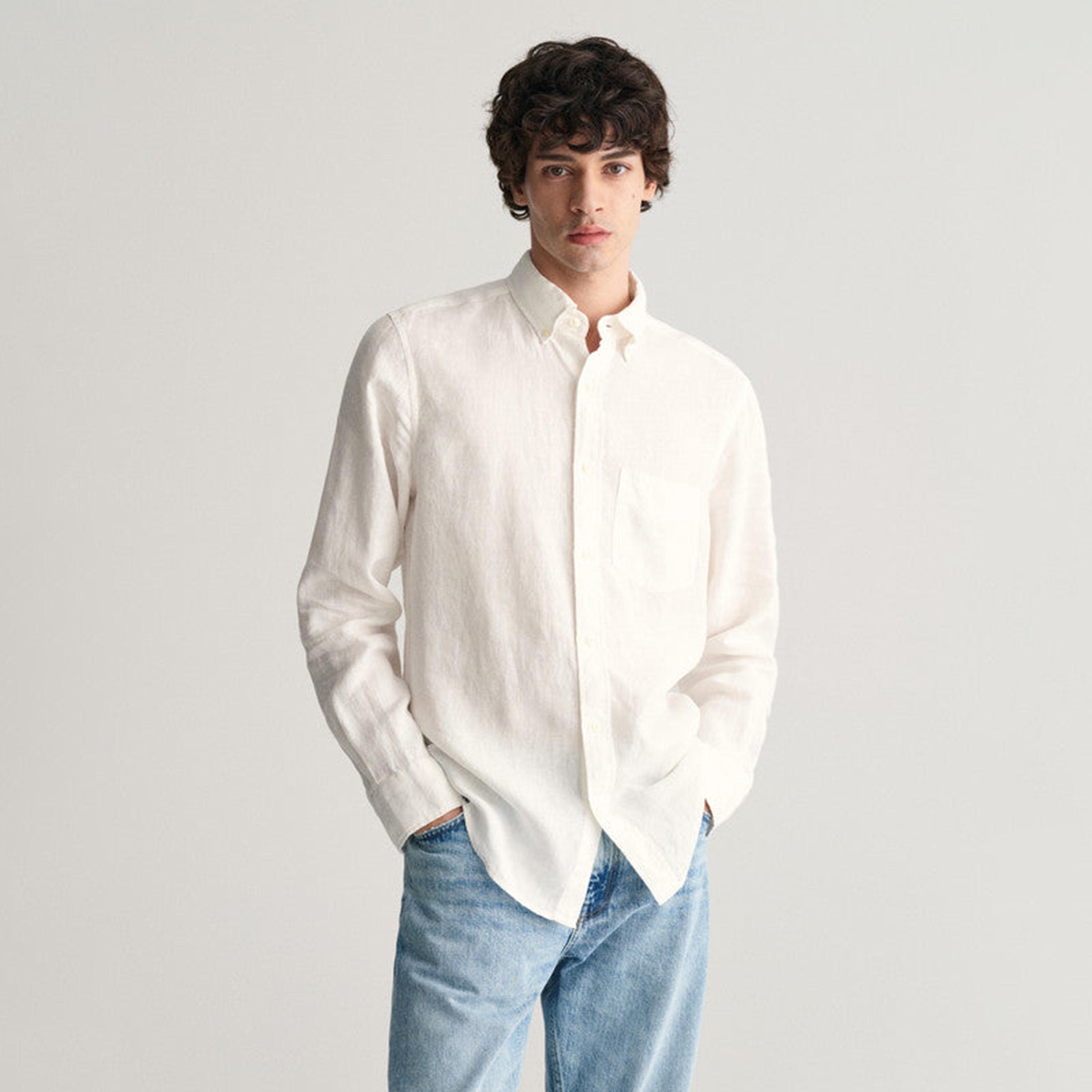Gant Regular Fit Plain Button Down Collar Long Sleeves Shirt-men-clothing-shirts-image-1