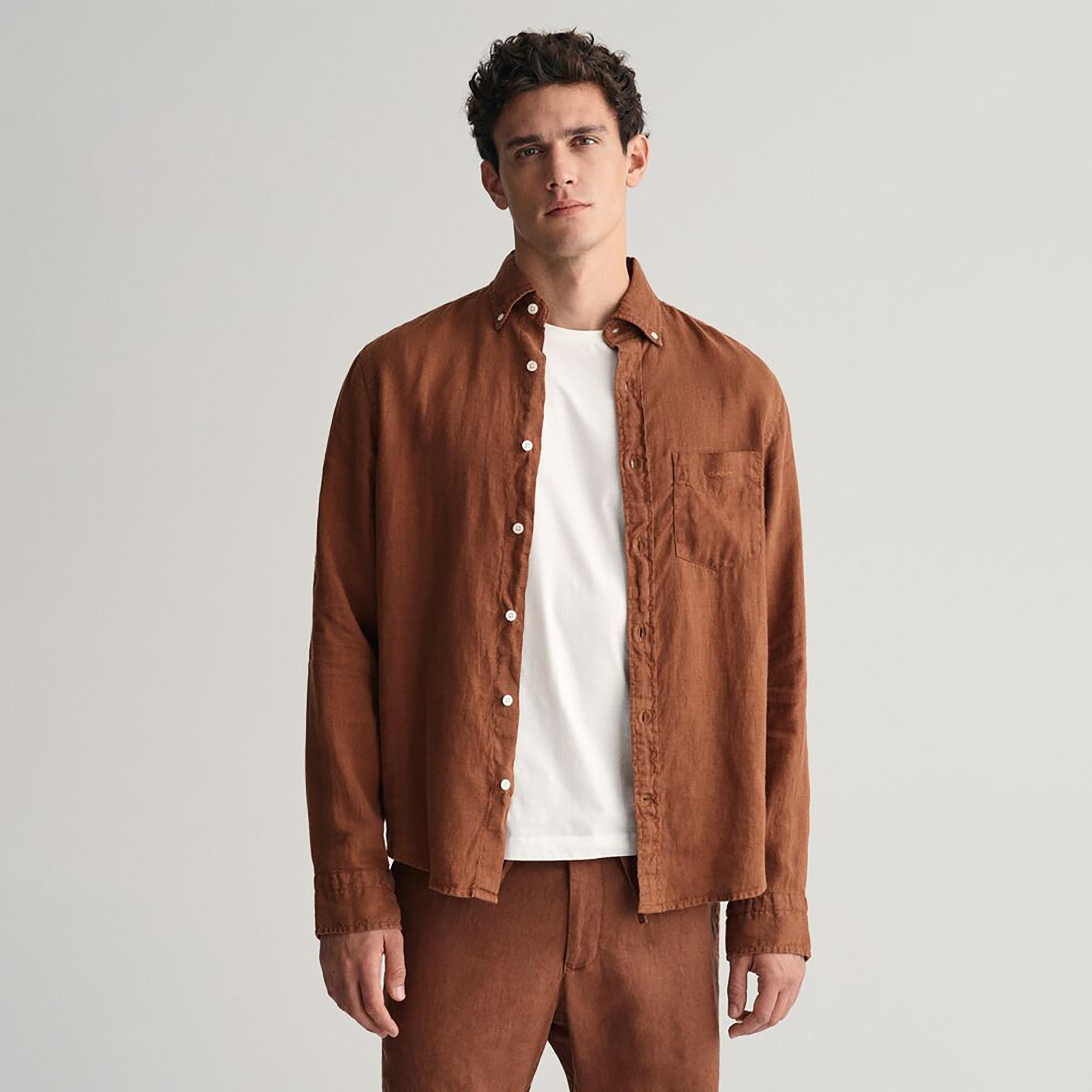Gant Plain Button Down Collar Long Sleeves Garment-Dyed Shirt-men-clothing-shirts-image-1