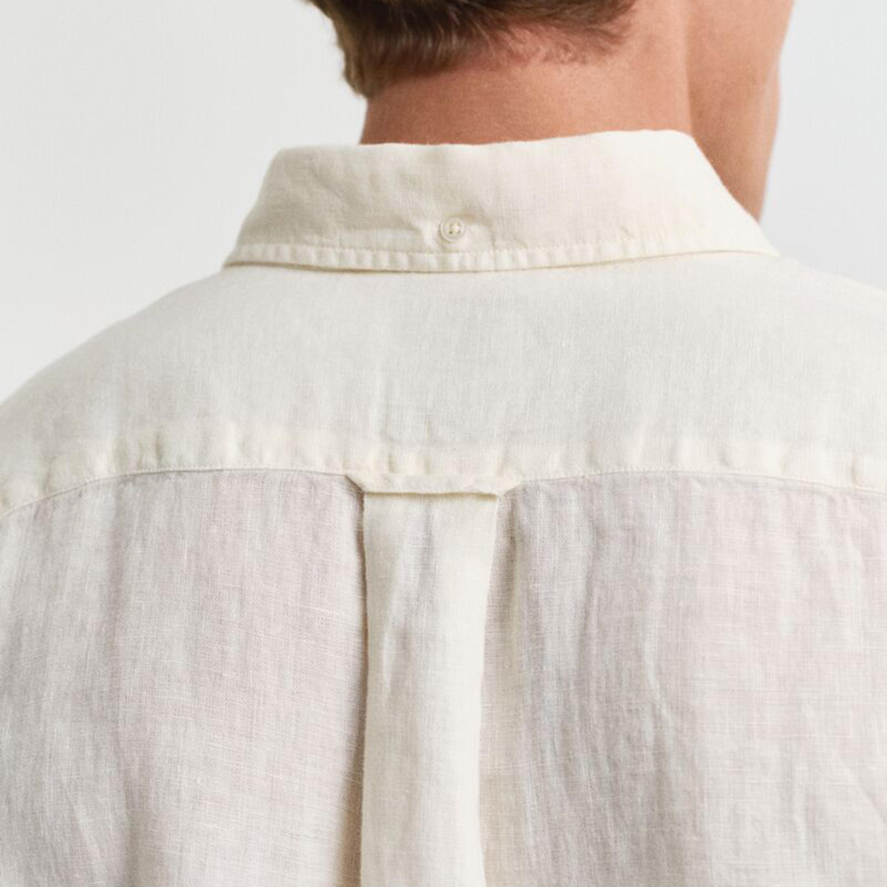 قميص رجالي من الكتان السادة بقصة عادية وياقة وأزرار وأكمام طويلة من جانت-men-clothing-shirts-image-3