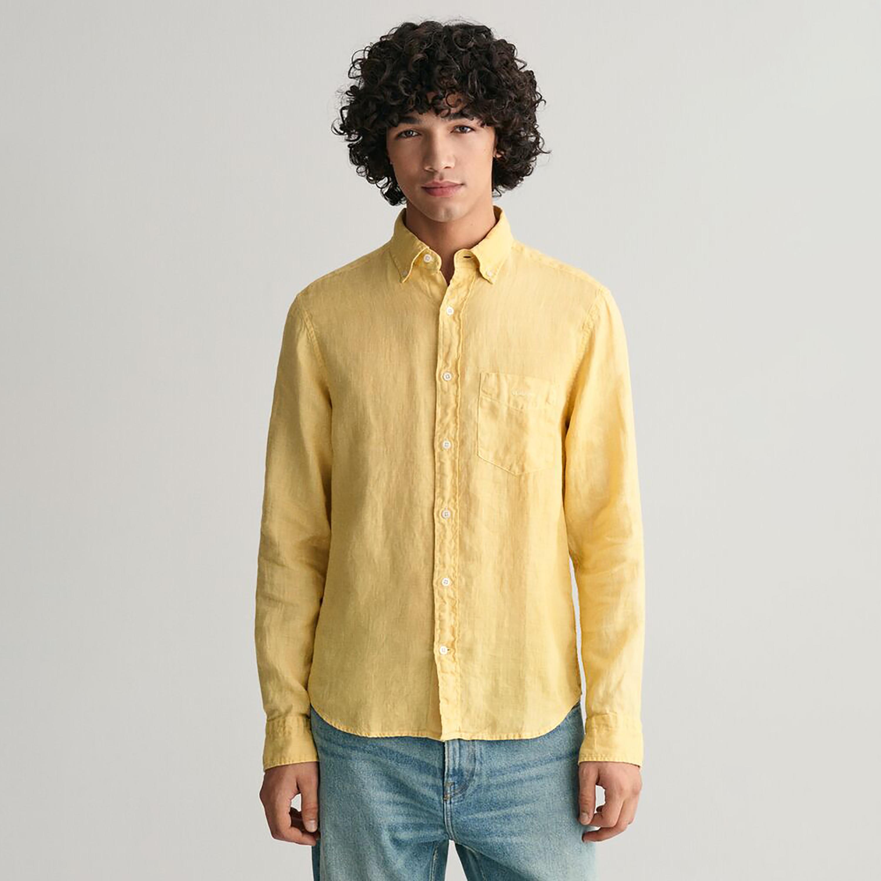 Gant Plain Button Down Collar Long Sleeves Garment-Dyed Shirt-men-clothing-shirts-image-13