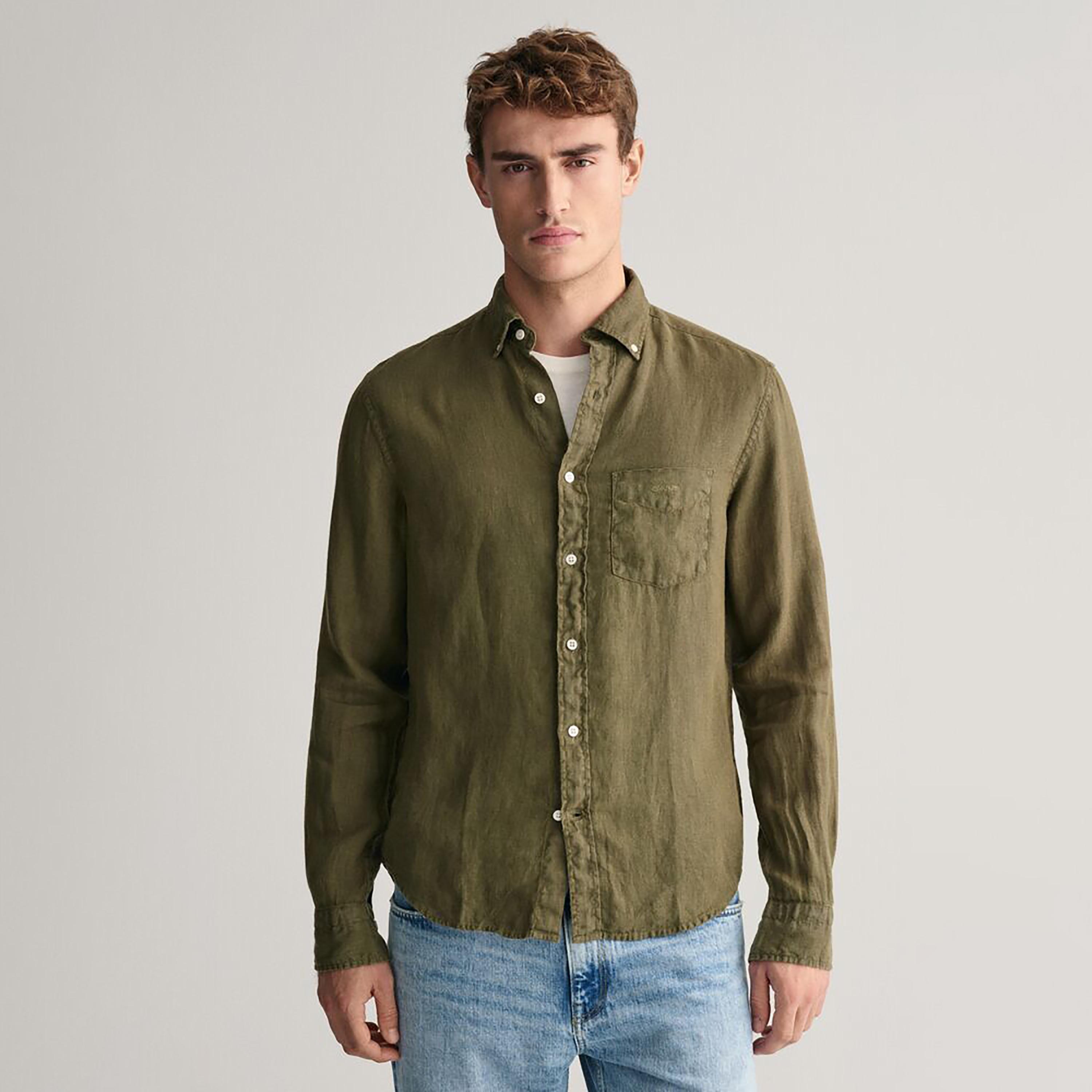 Gant Plain Button Down Collar Long Sleeves Garment-Dyed Shirt-men-clothing-shirts-image-5