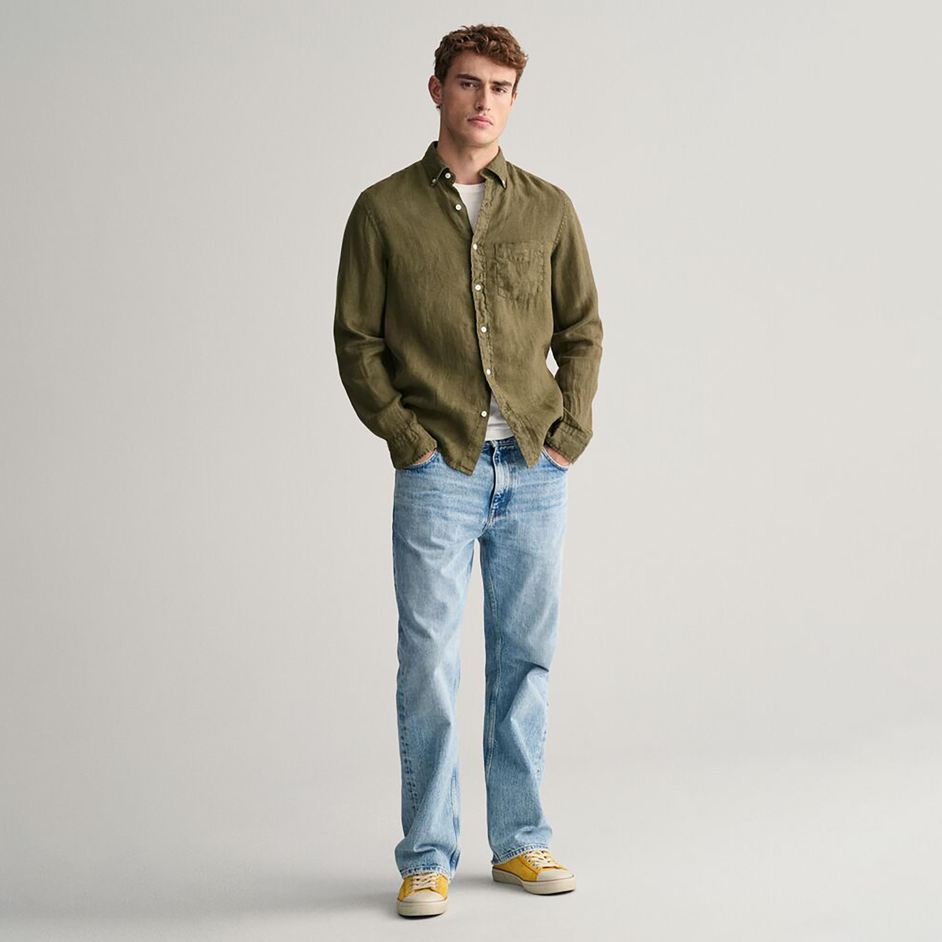 Gant Plain Button Down Collar Long Sleeves Garment-Dyed Shirt-men-clothing-shirts-image-6