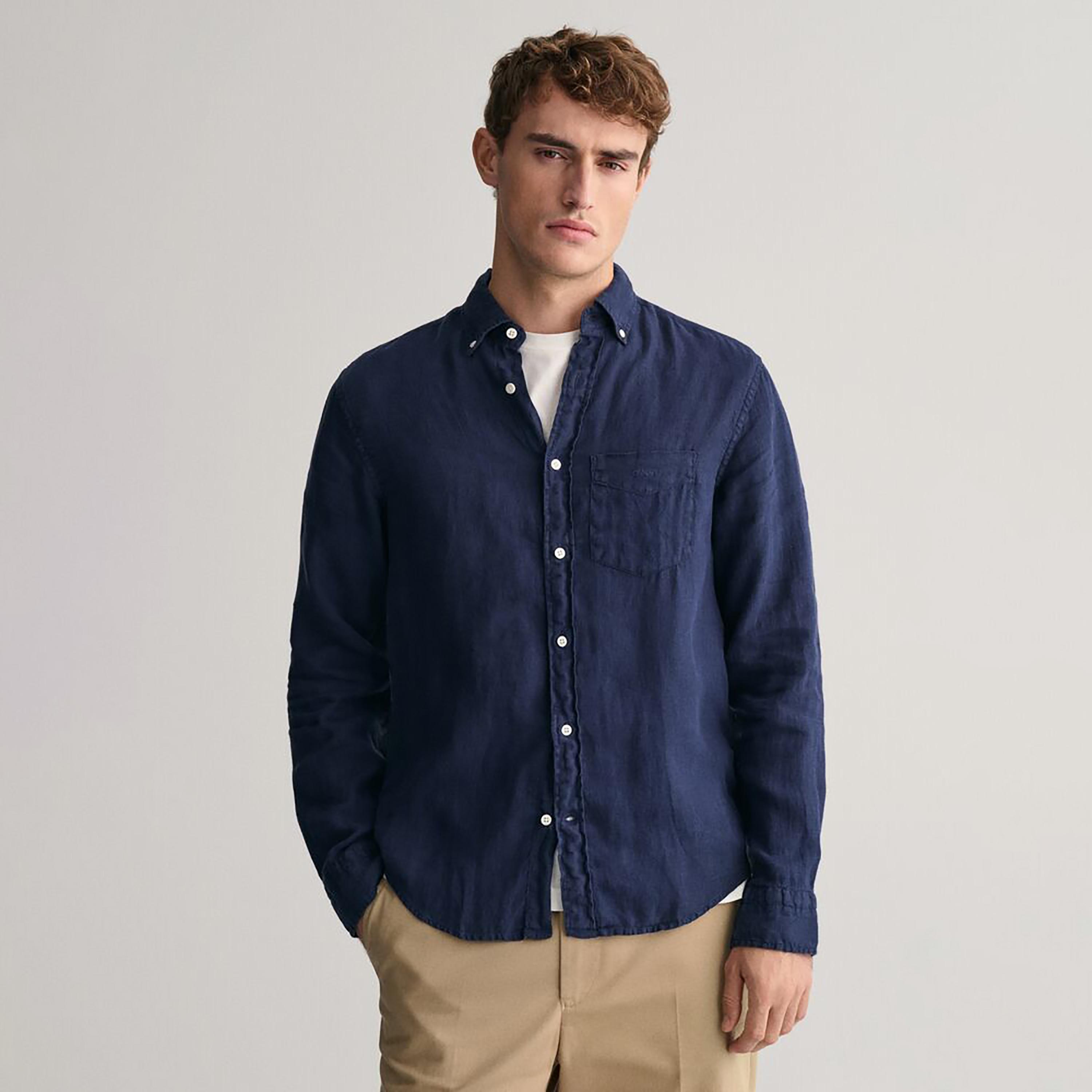 Gant Plain Button Down Collar Long Sleeves Garment-Dyed Shirt-men-clothing-shirts-image-9