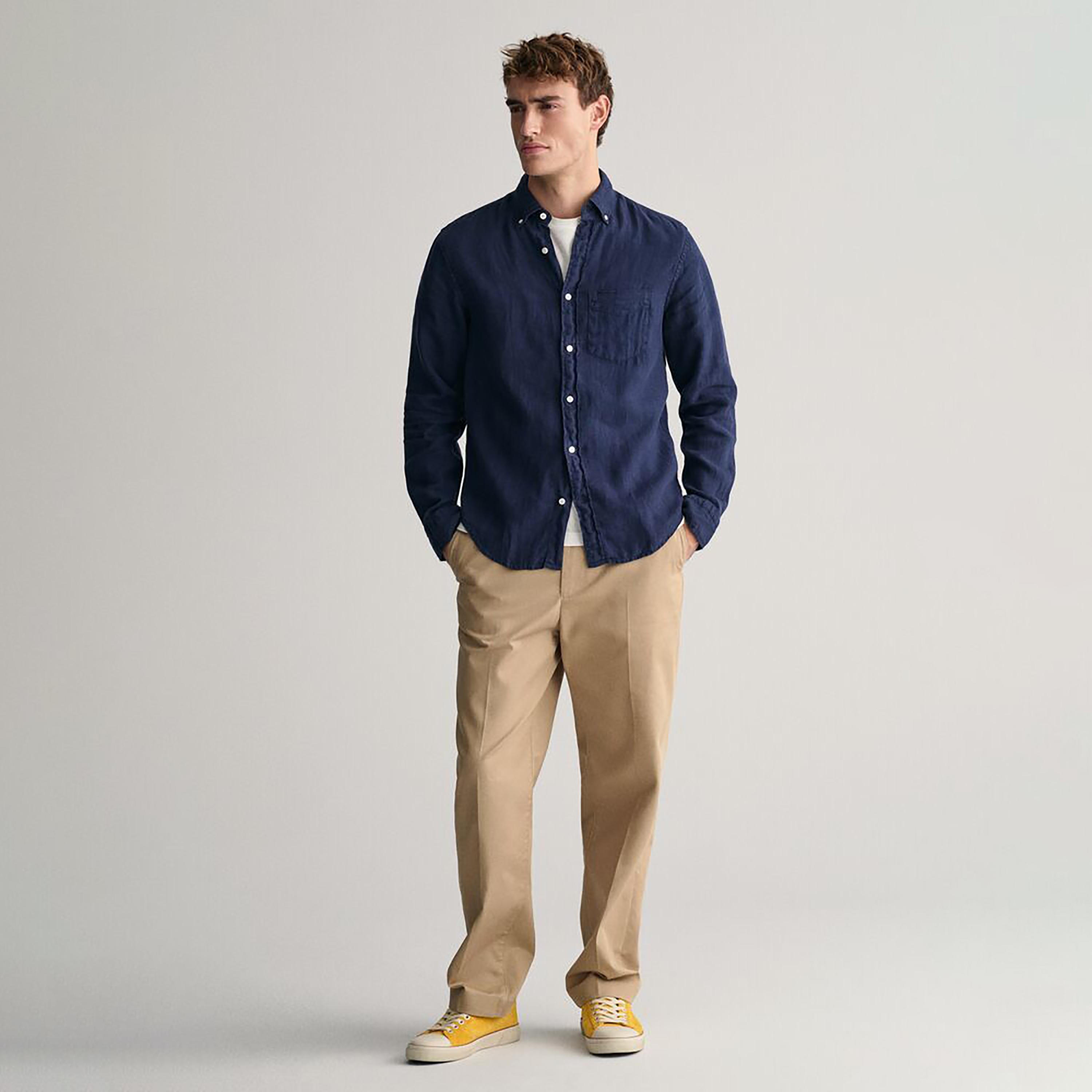 Gant Plain Button Down Collar Long Sleeves Garment-Dyed Shirt-men-clothing-shirts-image-10