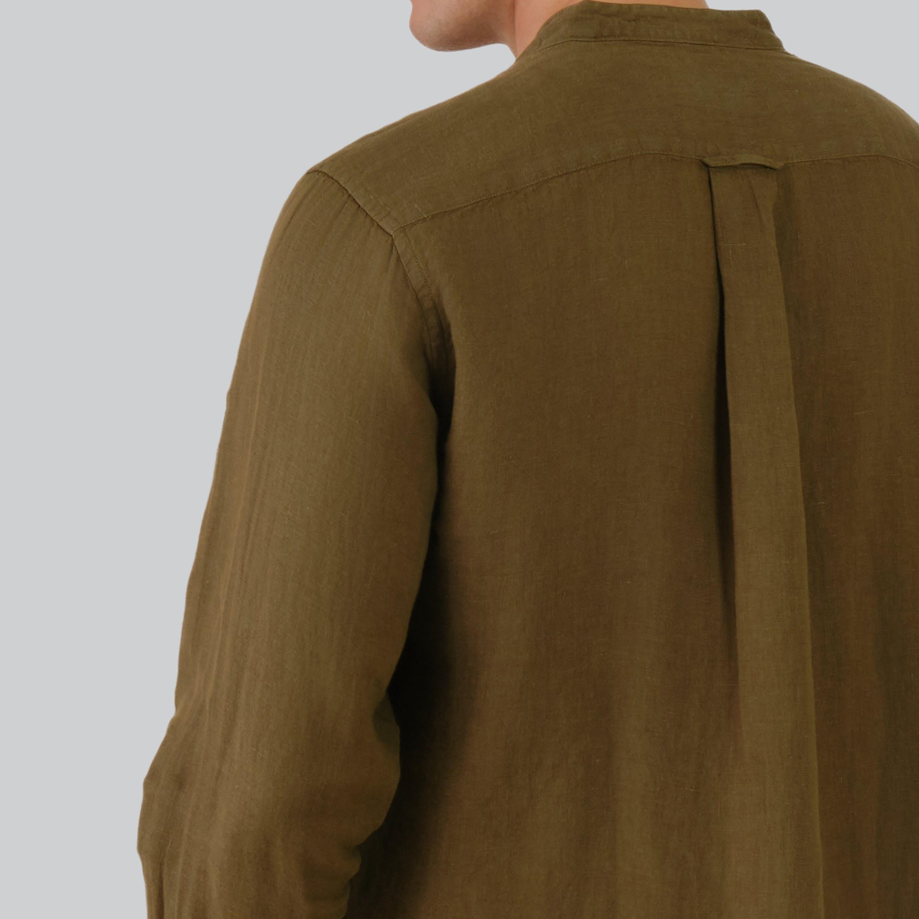 Gant Regular Fit Plain Mandarin Neck Long Sleeves Men's Shirt-men-clothing-shirts-image-2
