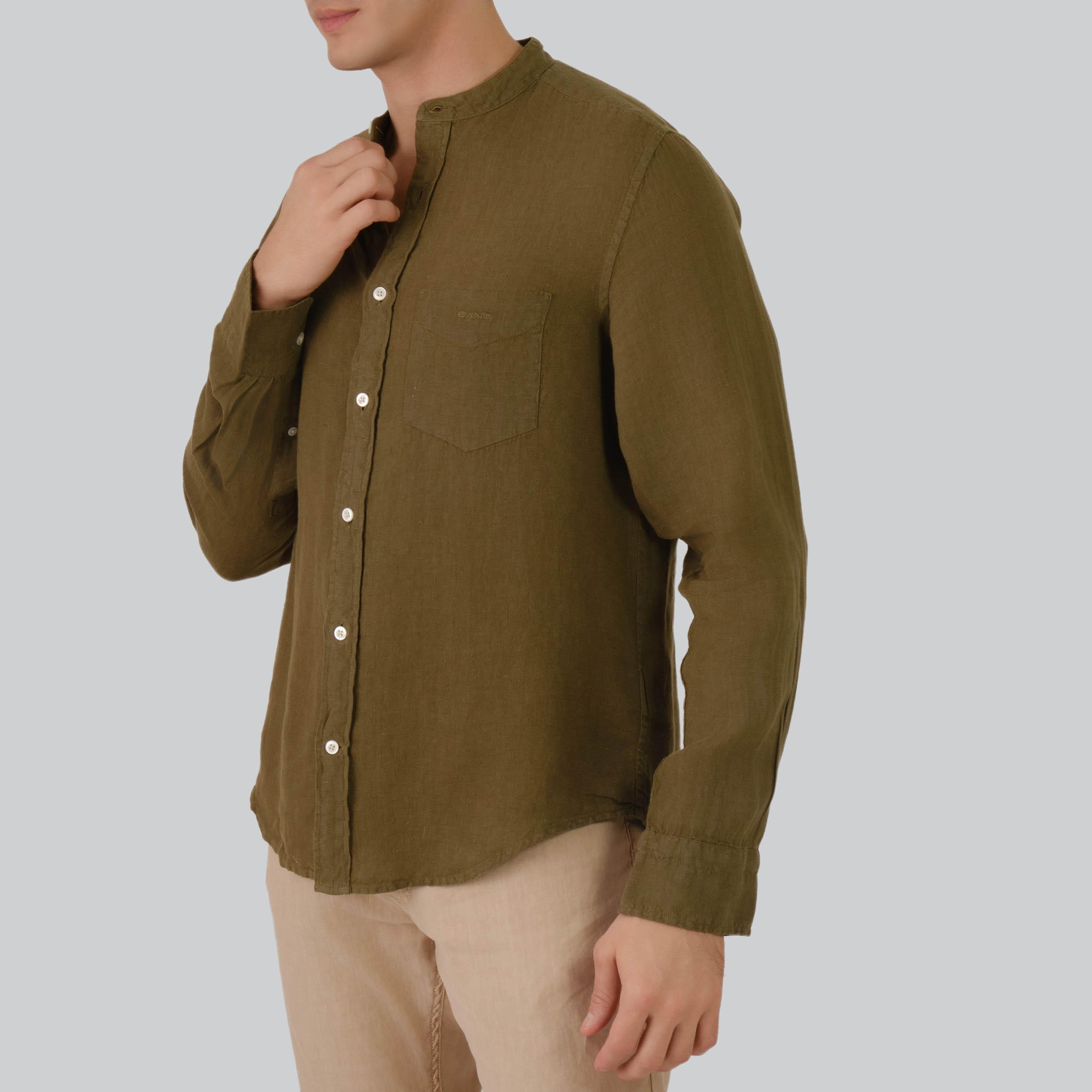 Gant Regular Fit Plain Mandarin Neck Long Sleeves Men's Shirt-men-clothing-shirts-image-4