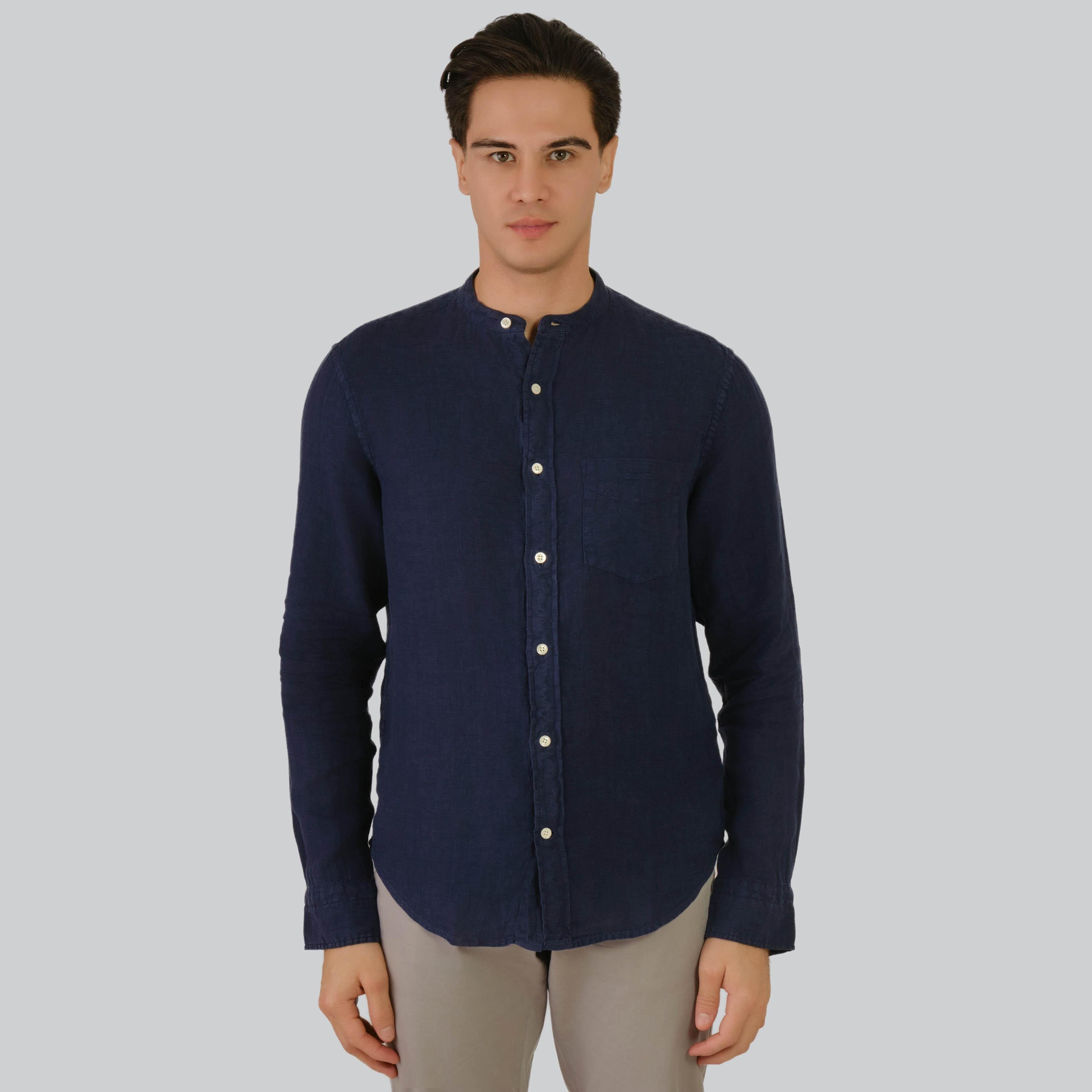 Gant Regular Fit Plain Mandarin Neck Long Sleeves Men's Shirt-men-clothing-shirts-image-5