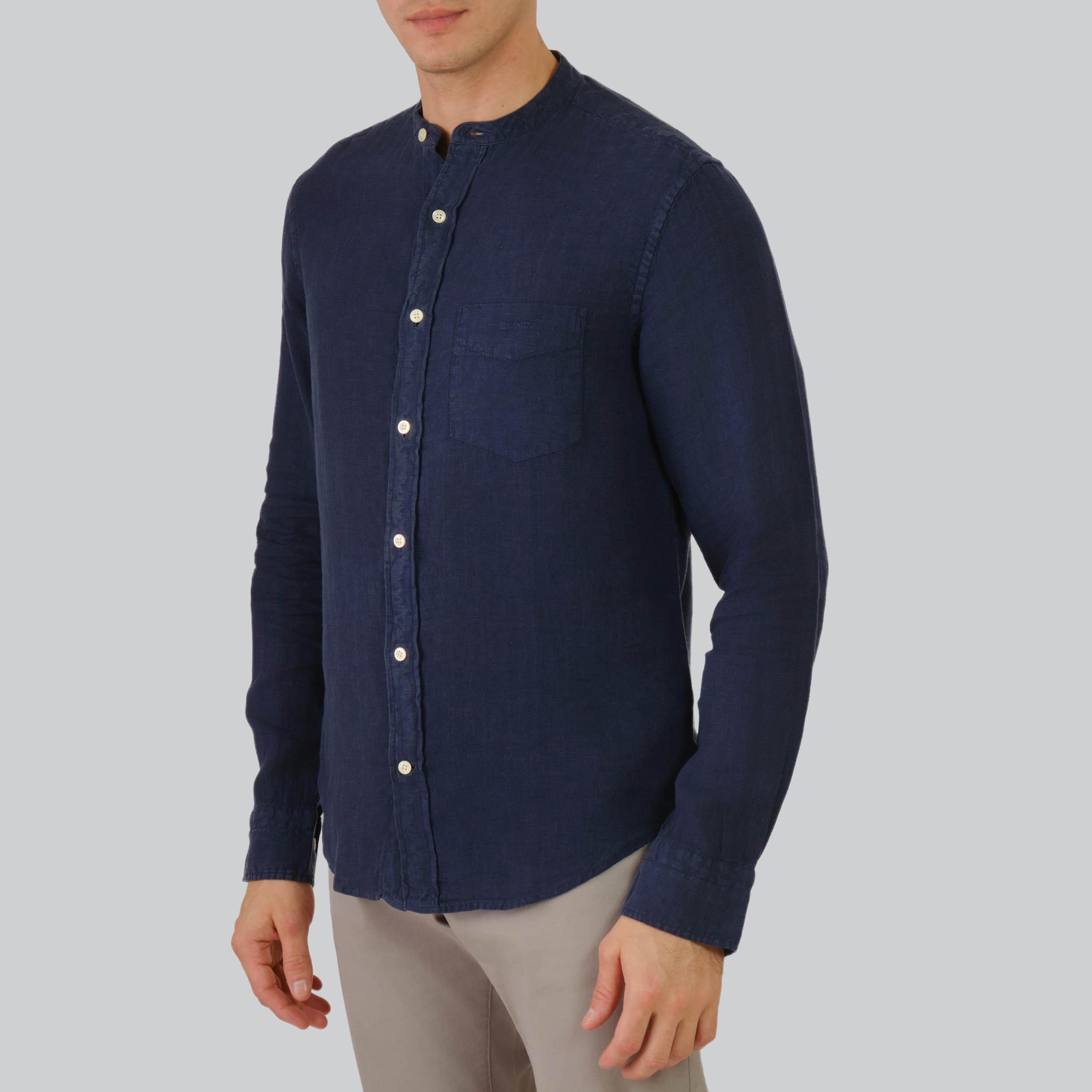 Gant Regular Fit Plain Mandarin Neck Long Sleeves Men's Shirt-men-clothing-shirts-image-8
