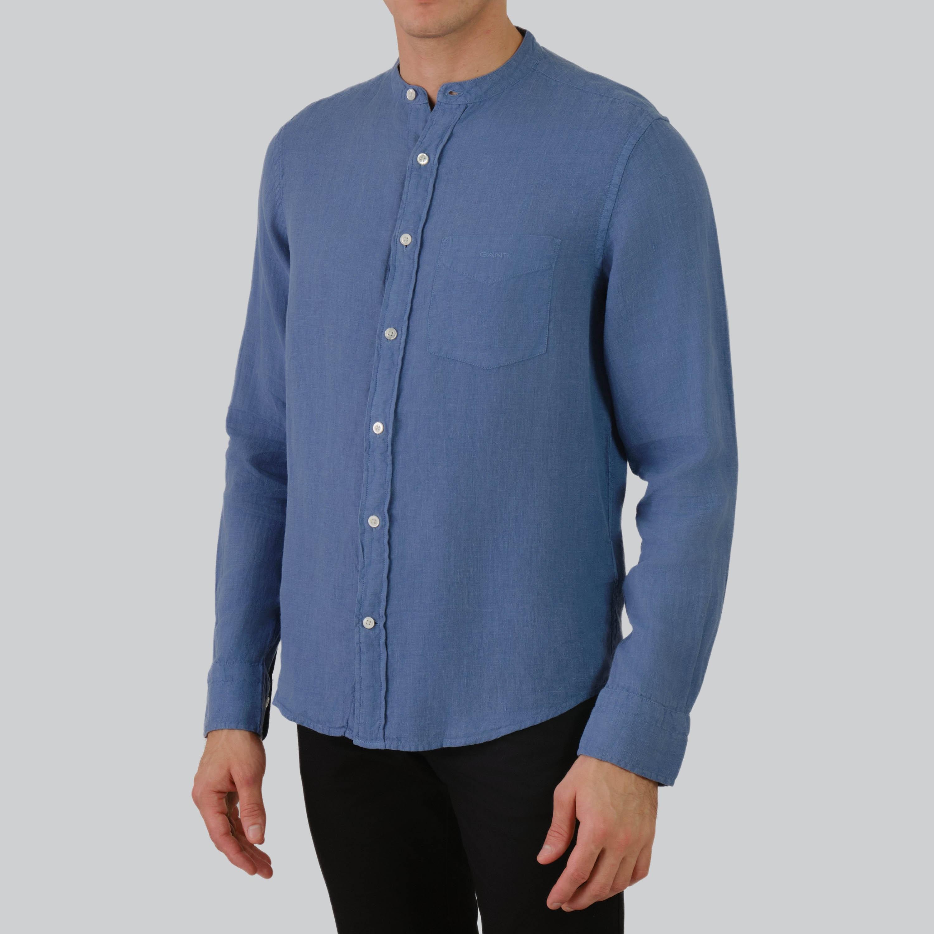 Gant Regular Fit Plain Mandarin Neck Long Sleeves Men's Shirt-men-clothing-shirts-image-12