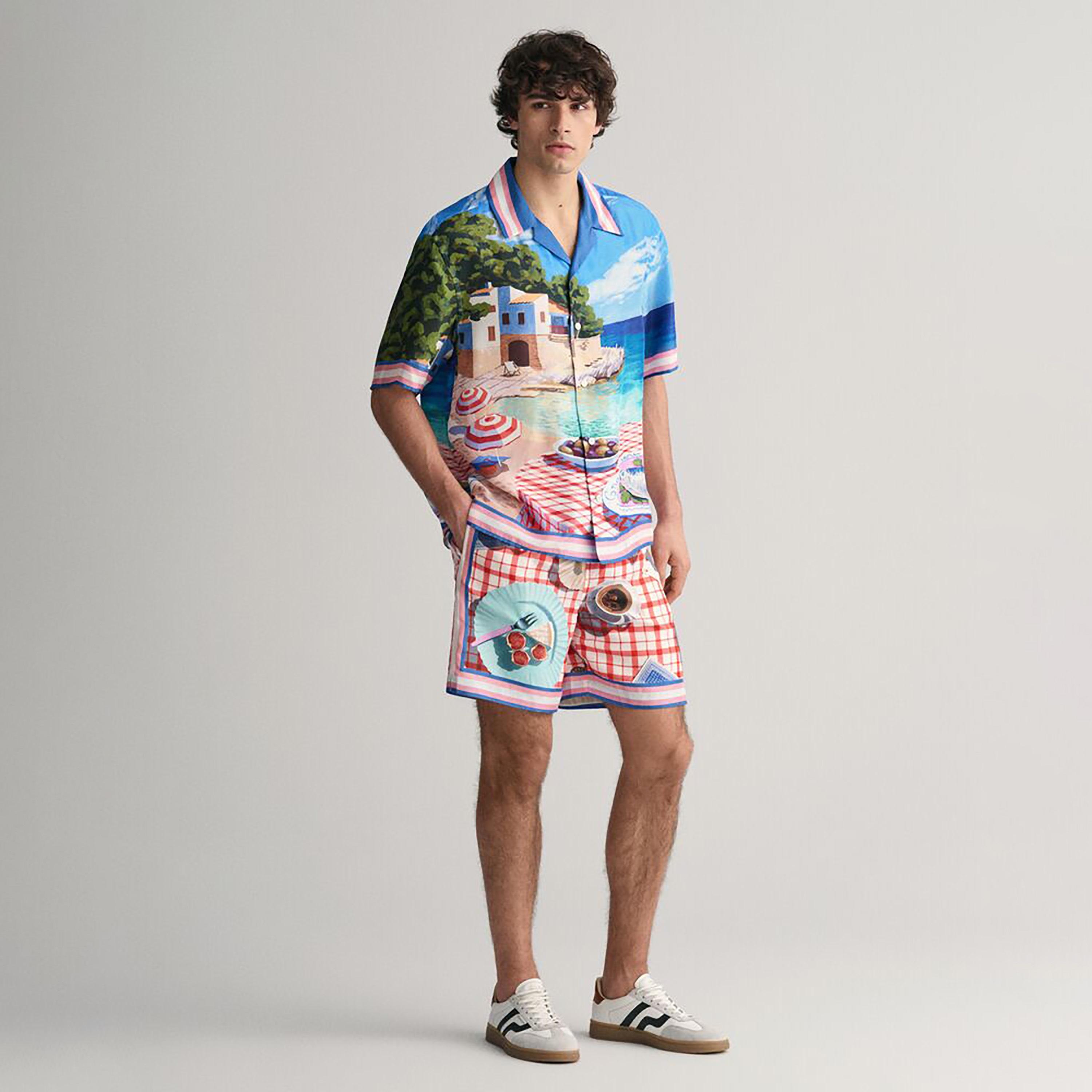 Gant Relaxed Fit Scenery Print Resort Collar Short Sleeves Men's Shirt-men-clothing-shirts-image-3