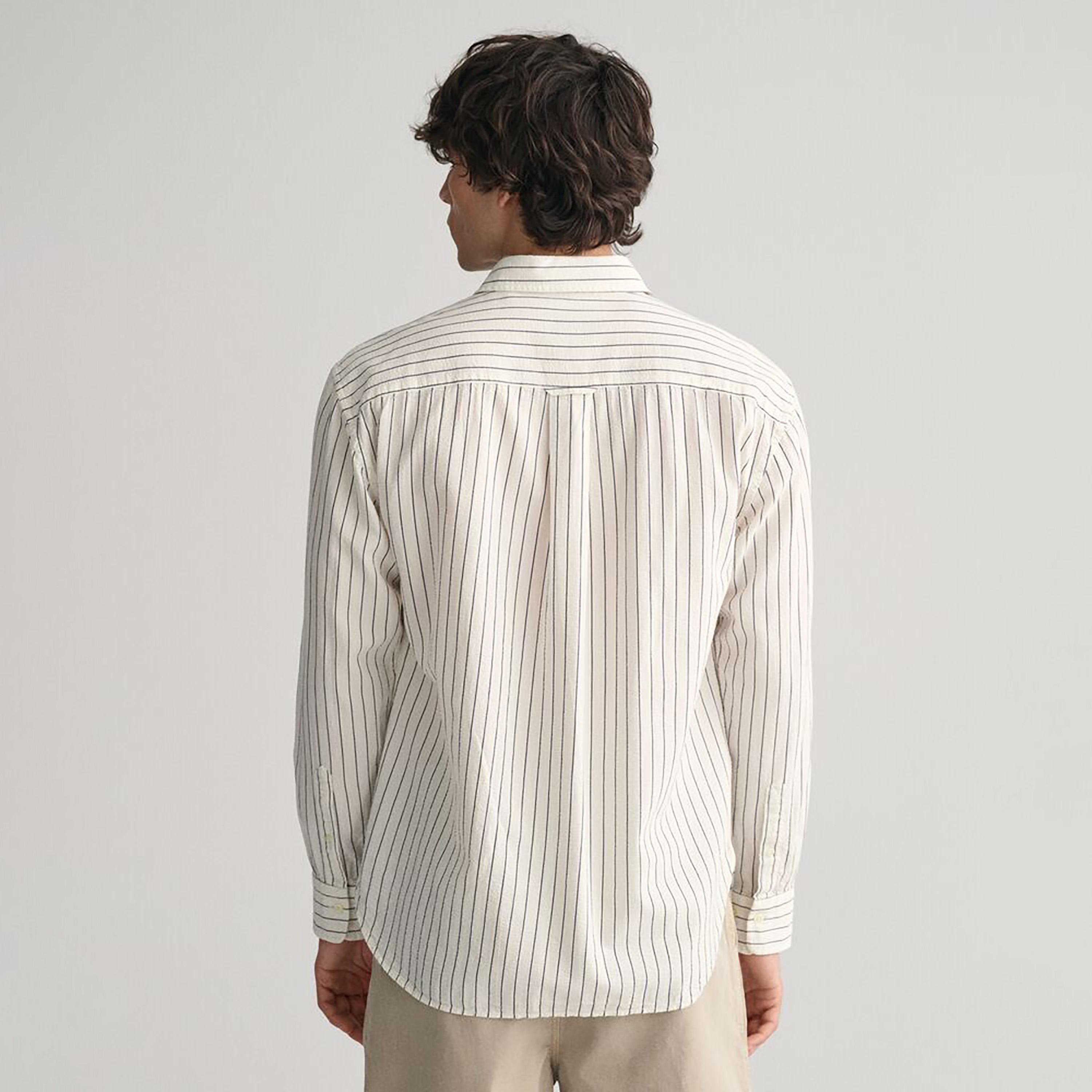 Gant Relaxed Fit Striped Collared Long Sleeves Men's Shirt-men-clothing-shirts-image-4