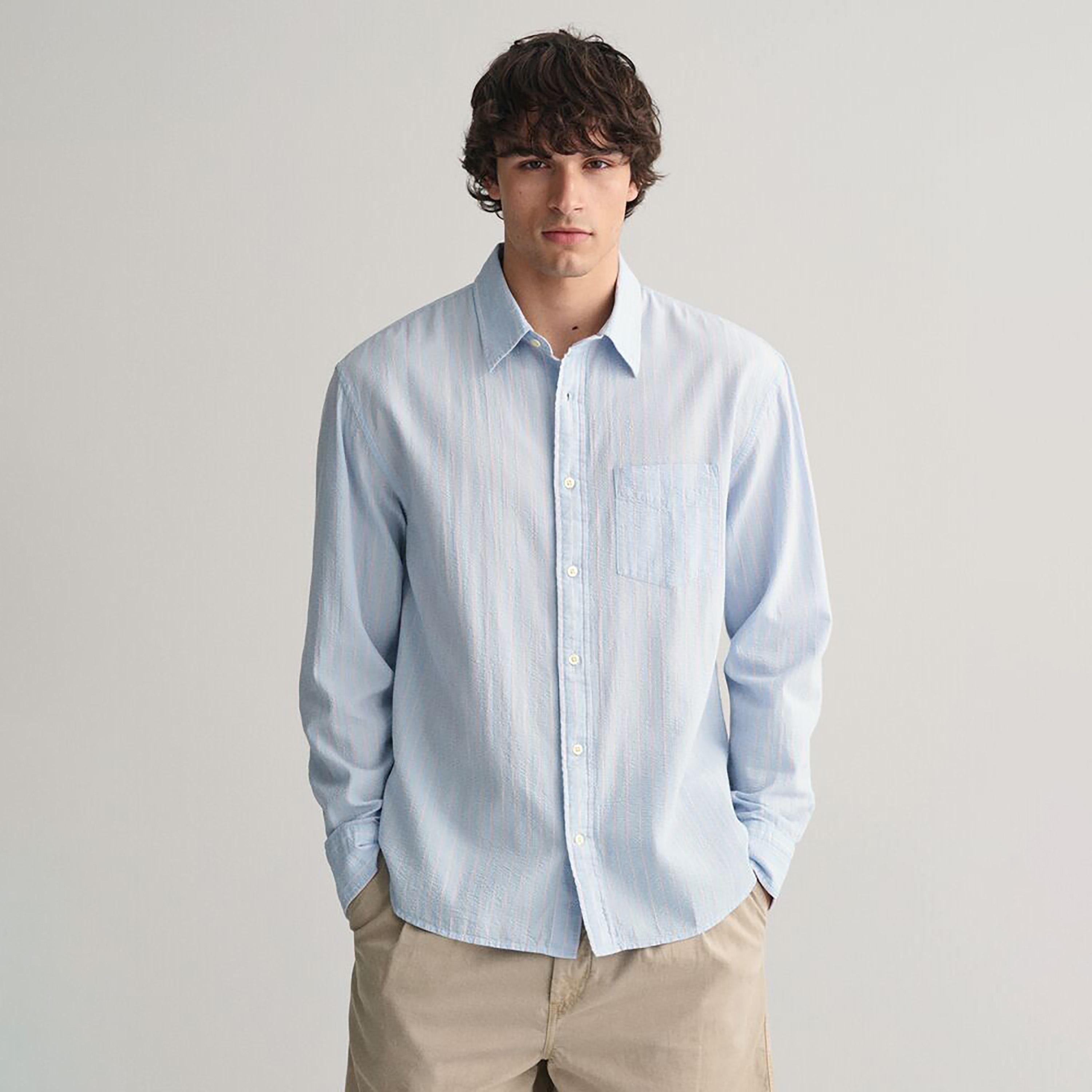 Gant Relaxed Fit Striped Collared Long Sleeves Men's Shirt-men-clothing-shirts-image-6