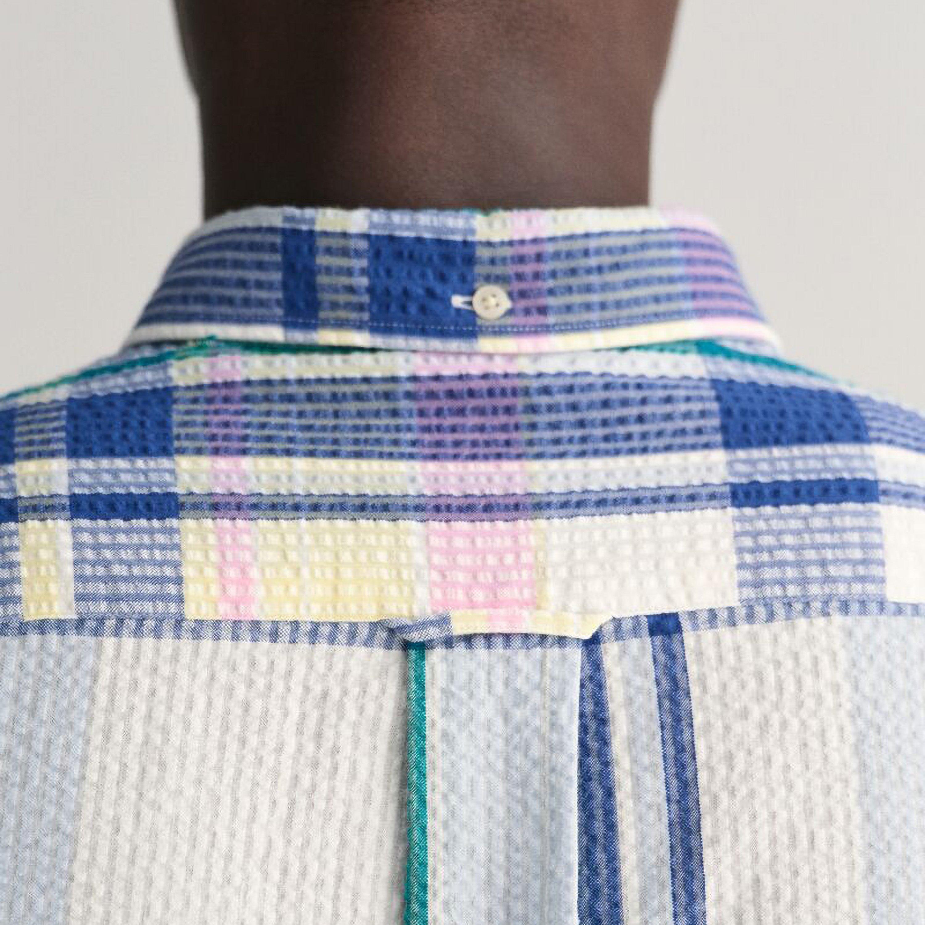 Gant Regular Fit Seersucker Madras Button-Down Collar Long Sleeves Men's Shirt-men-clothing-shirts-image-3
