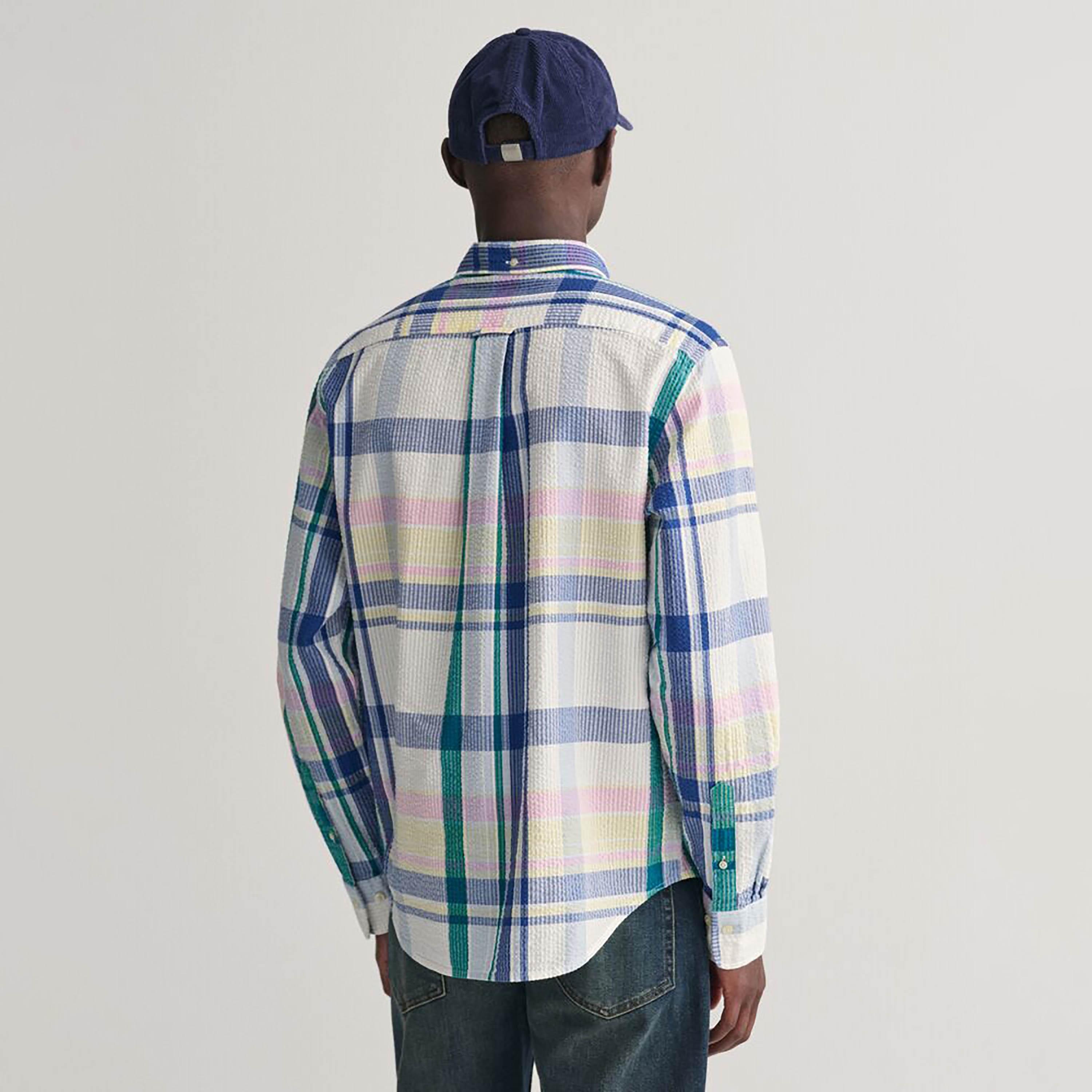 Gant Regular Fit Seersucker Madras Button-Down Collar Long Sleeves Men's Shirt-men-clothing-shirts-image-4
