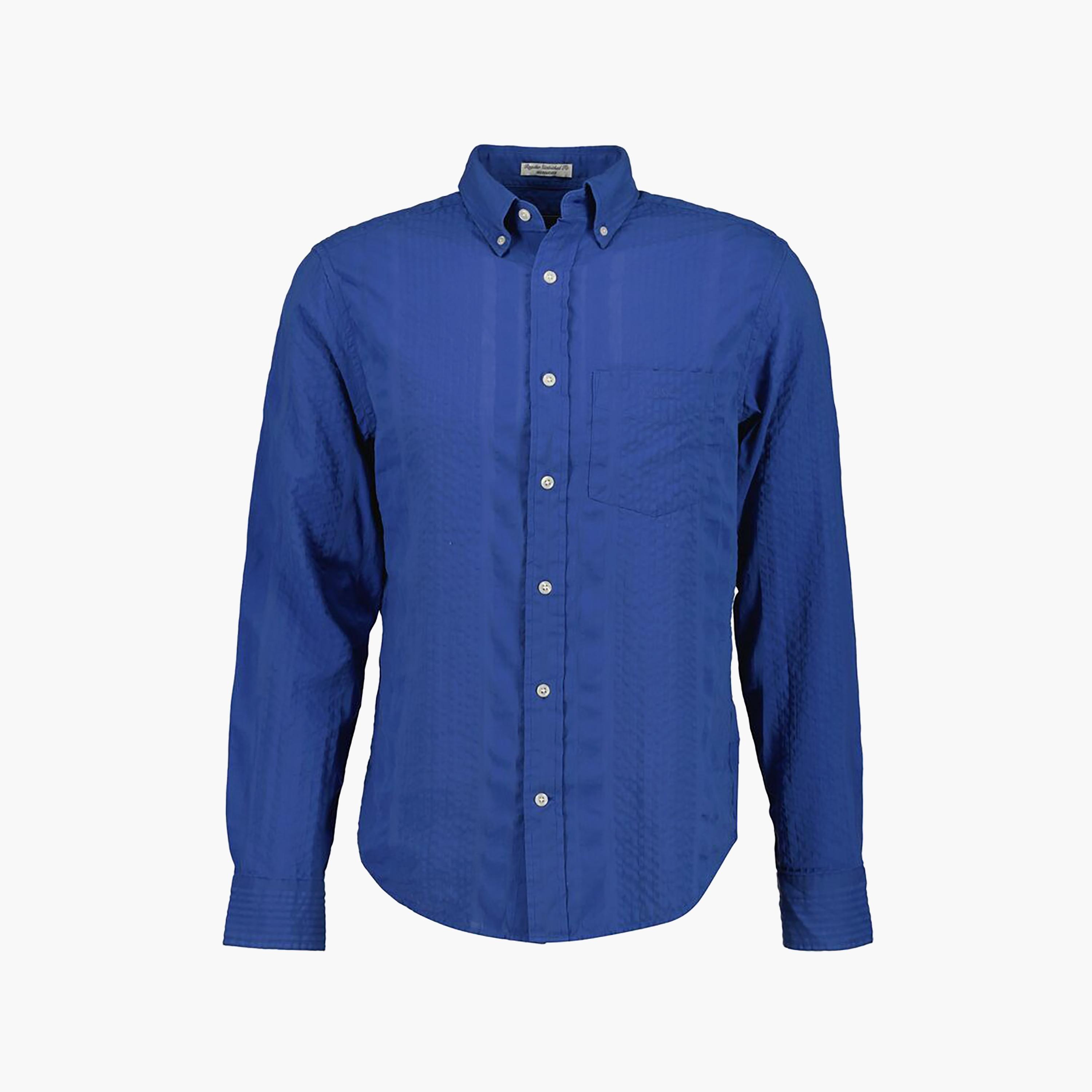 قميص رجالي مخطط بقصة عادية وأكمام طويلة وياقة بأزرار سفلية من Gant-men-clothing-shirts-image-1