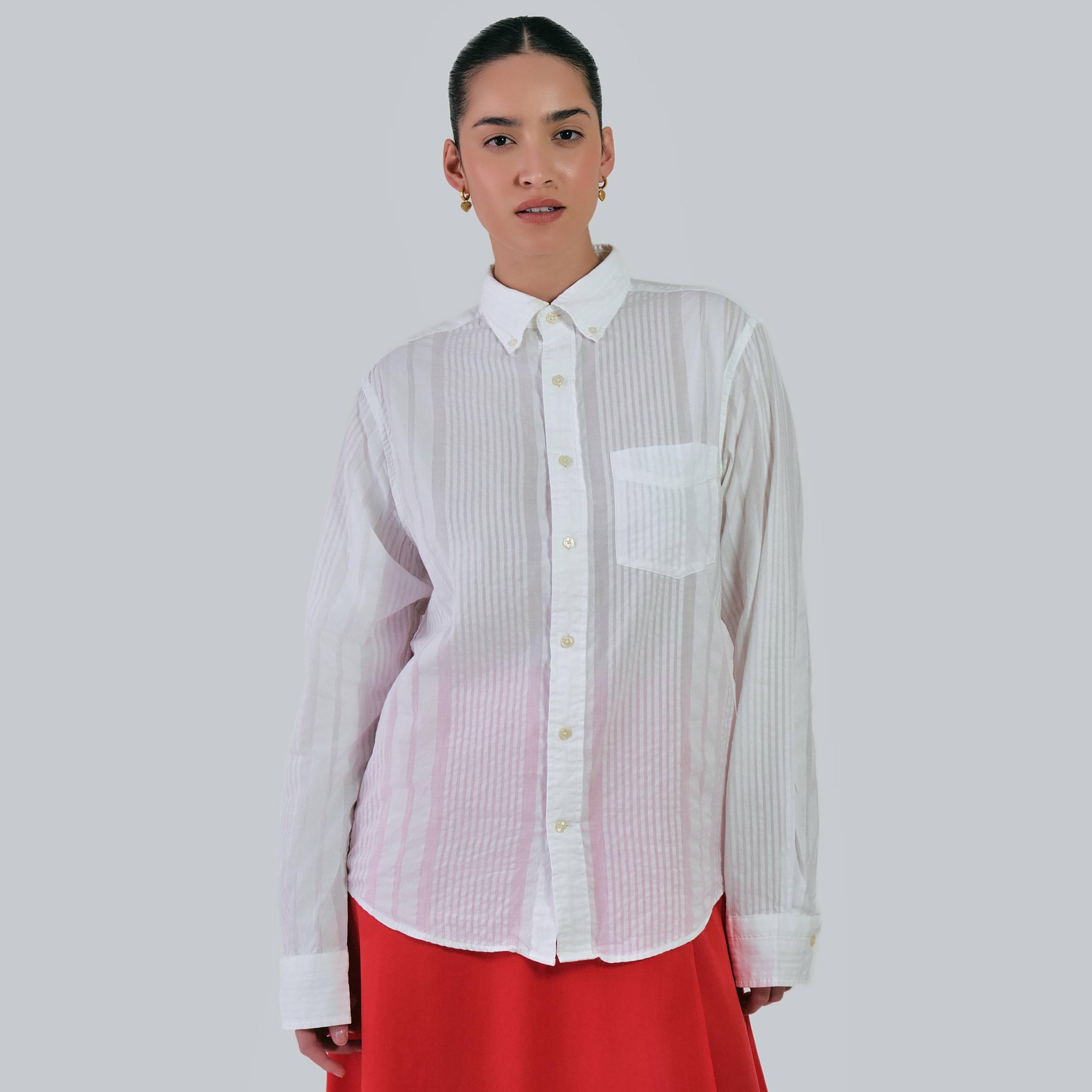 Gant Regular Fit Striped Button-Down Collar Long Sleeves Women's Shirt-women-clothing-shirtsandblouses-shirts-image-1