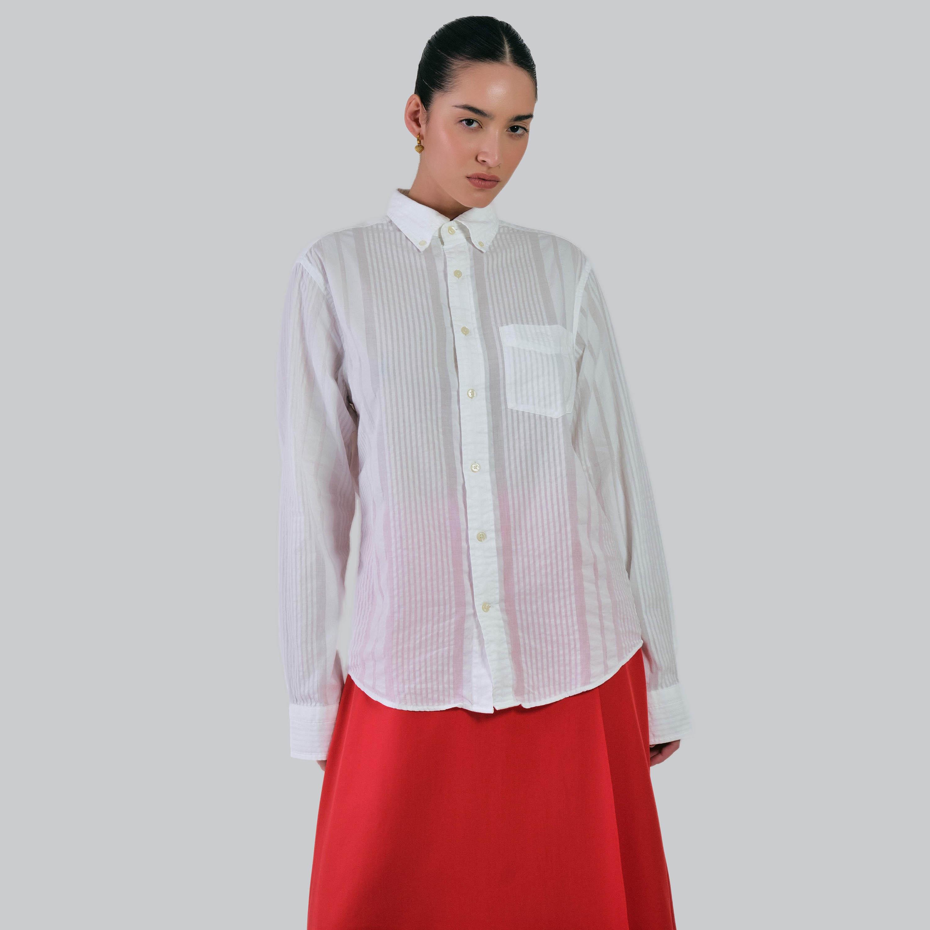 Gant Regular Fit Striped Button-Down Collar Long Sleeves Women's Shirt-women-clothing-shirtsandblouses-shirts-image-2