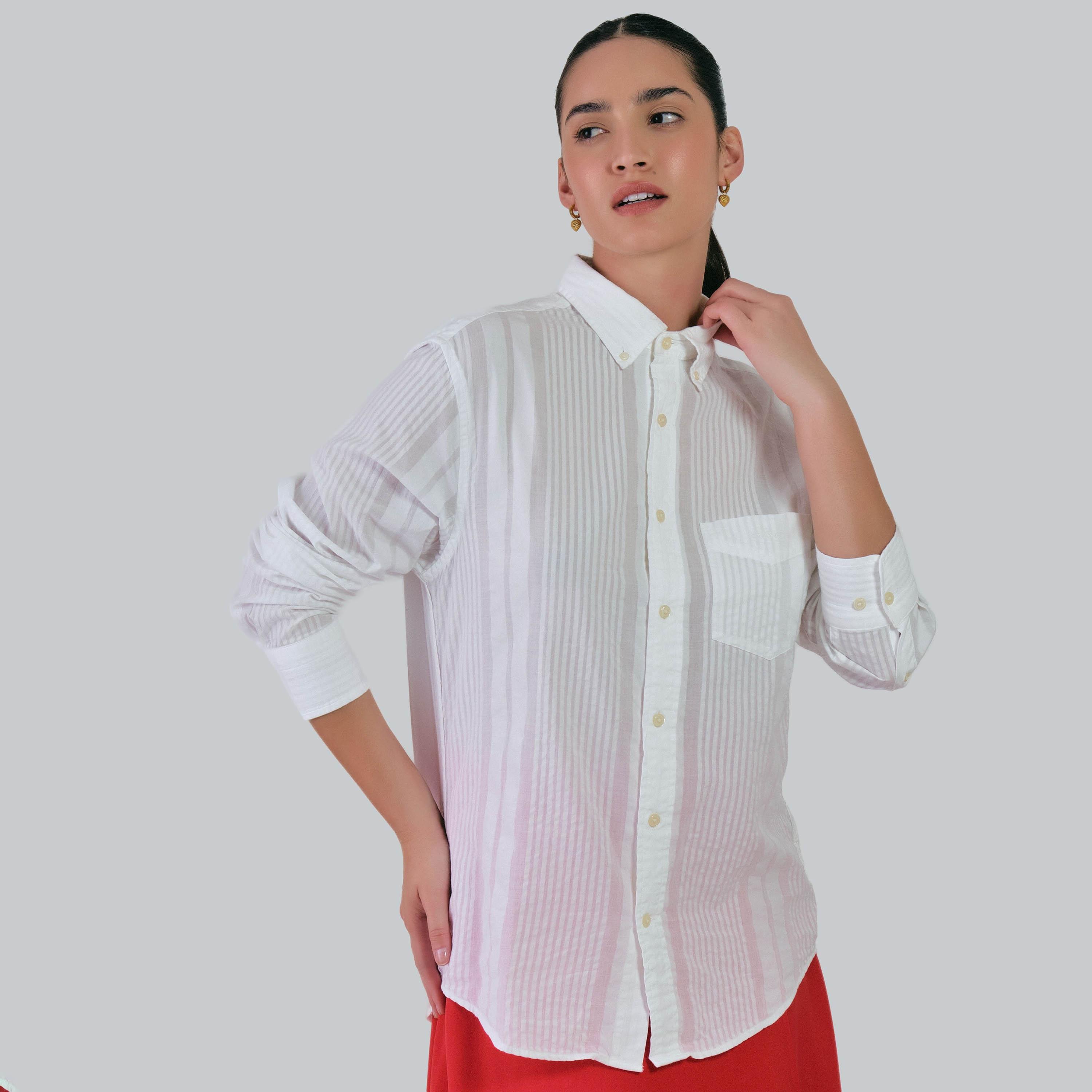 Gant Regular Fit Striped Button-Down Collar Long Sleeves Women's Shirt-women-clothing-shirtsandblouses-shirts-image-5