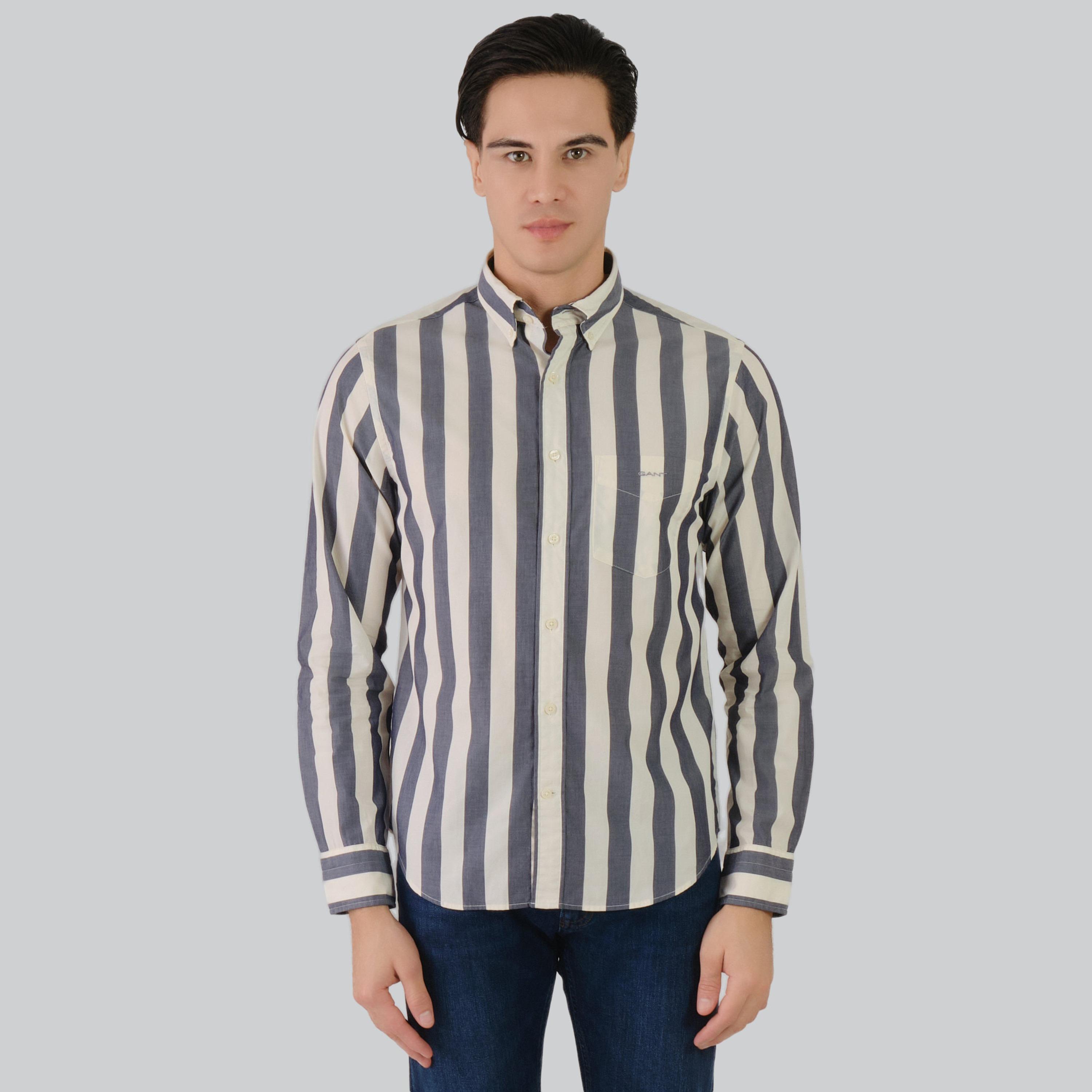 Gant Regular Fit Striped Button-Down Collar Long Sleeves Men's Shirt-men-clothing-shirts-image-15