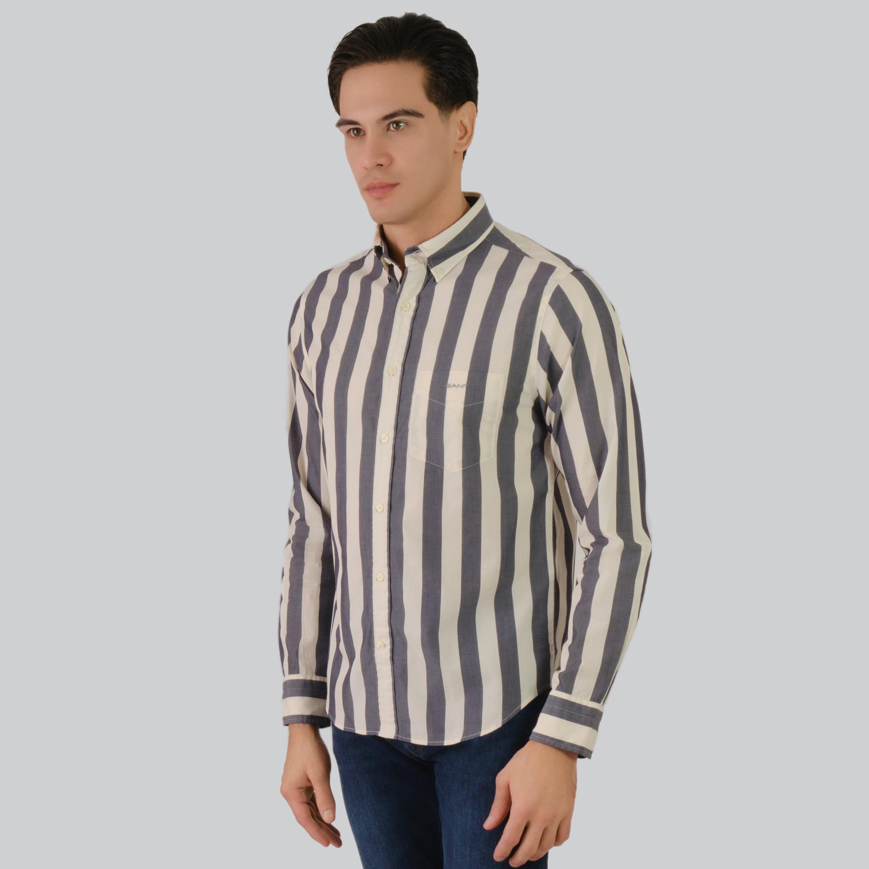 Gant Regular Fit Striped Button-Down Collar Long Sleeves Men's Shirt-men-clothing-shirts-image-19