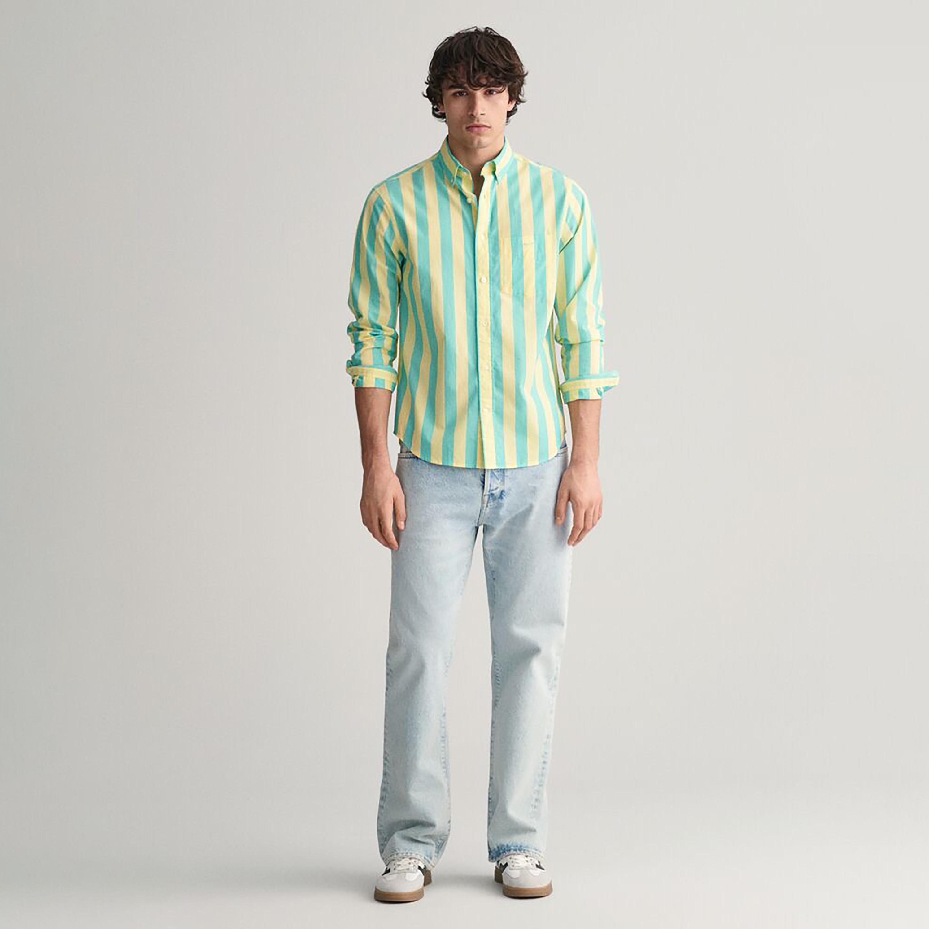 Gant Regular Fit Striped Button-Down Collar Long Sleeves Men's Shirt-men-clothing-shirts-image-2