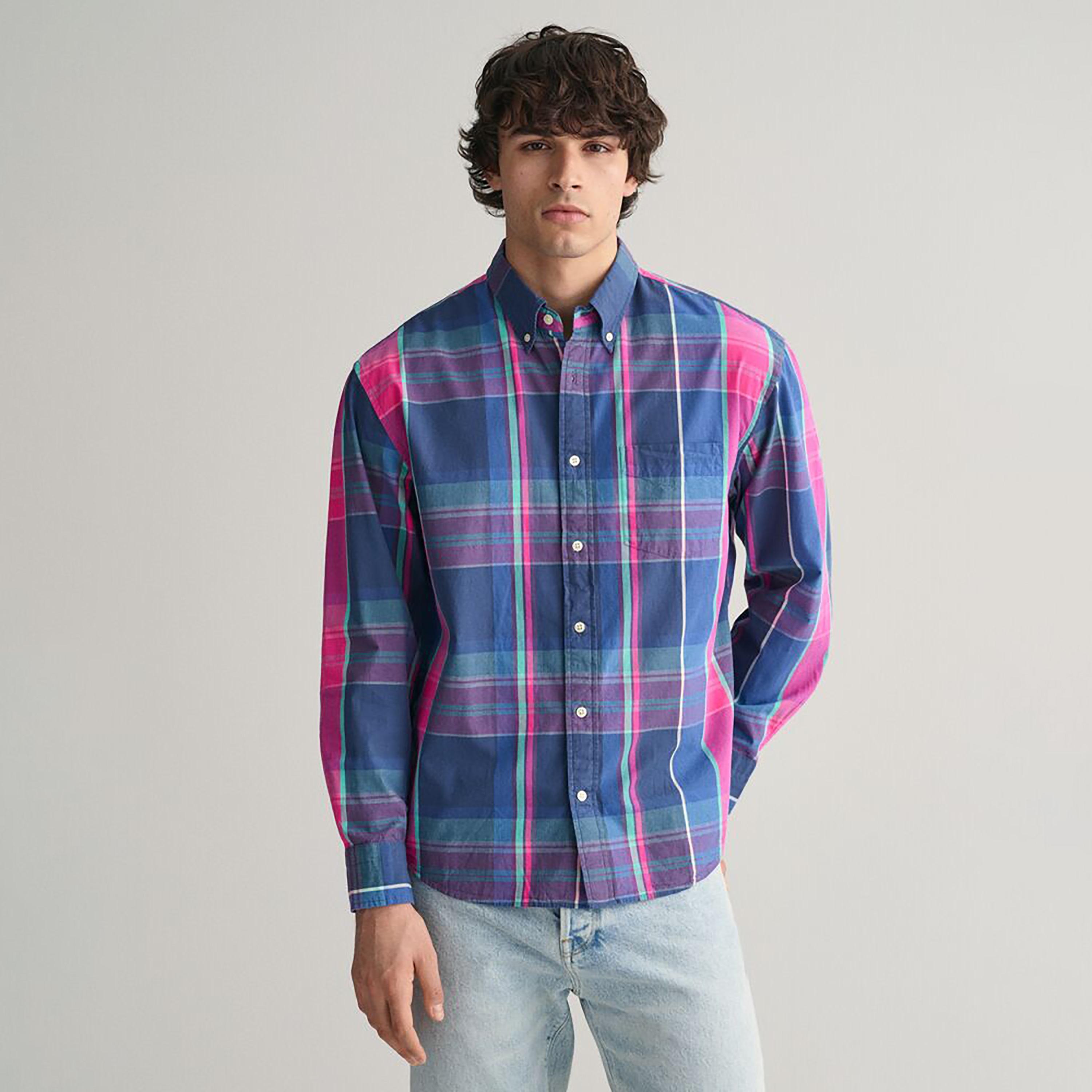 Gant Relaxed Fit Tartan Checked Button-Down Collar Long Sleeves Men's Shirt-men-clothing-shirts-image-1