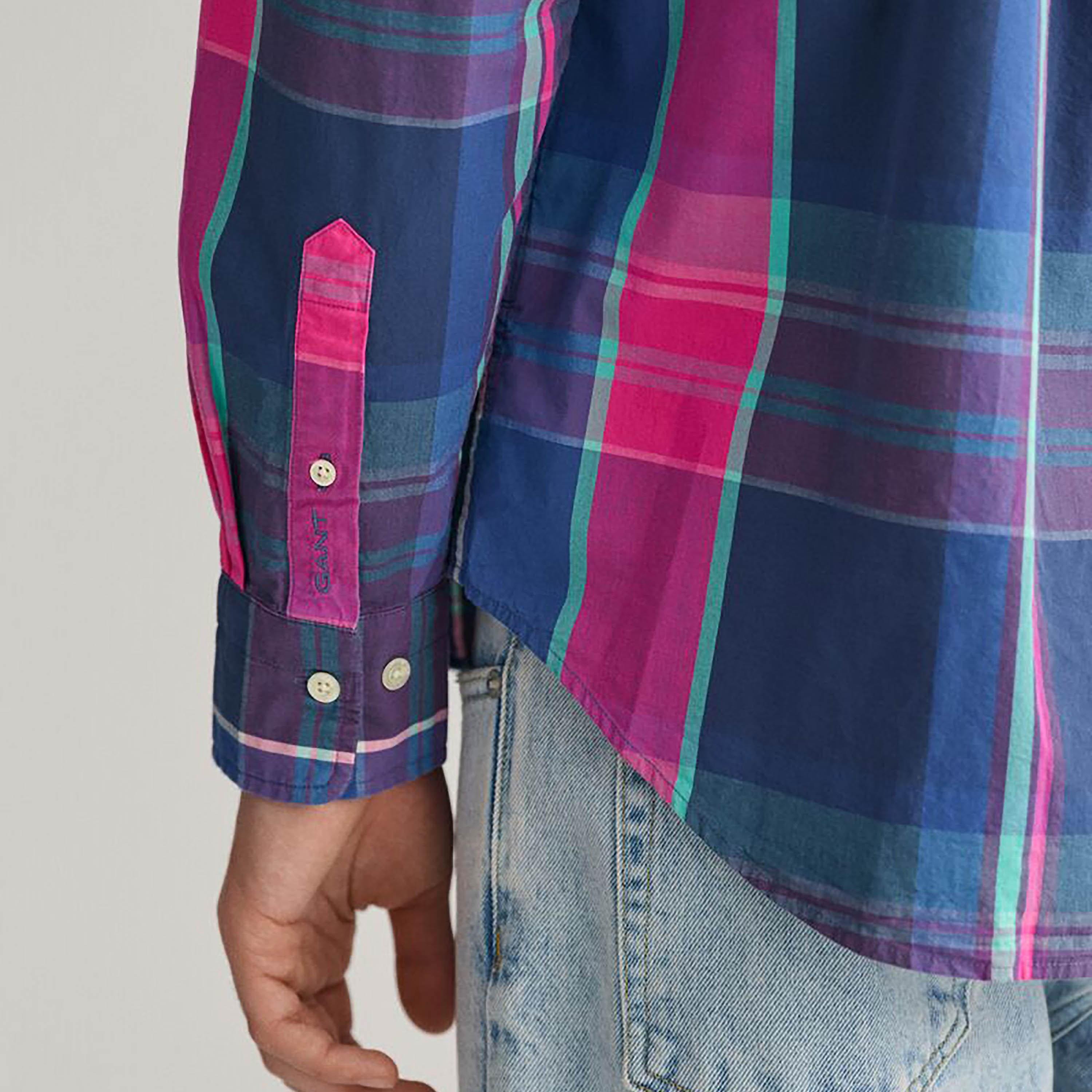 Gant Relaxed Fit Tartan Checked Button-Down Collar Long Sleeves Men's Shirt-men-clothing-shirts-image-5