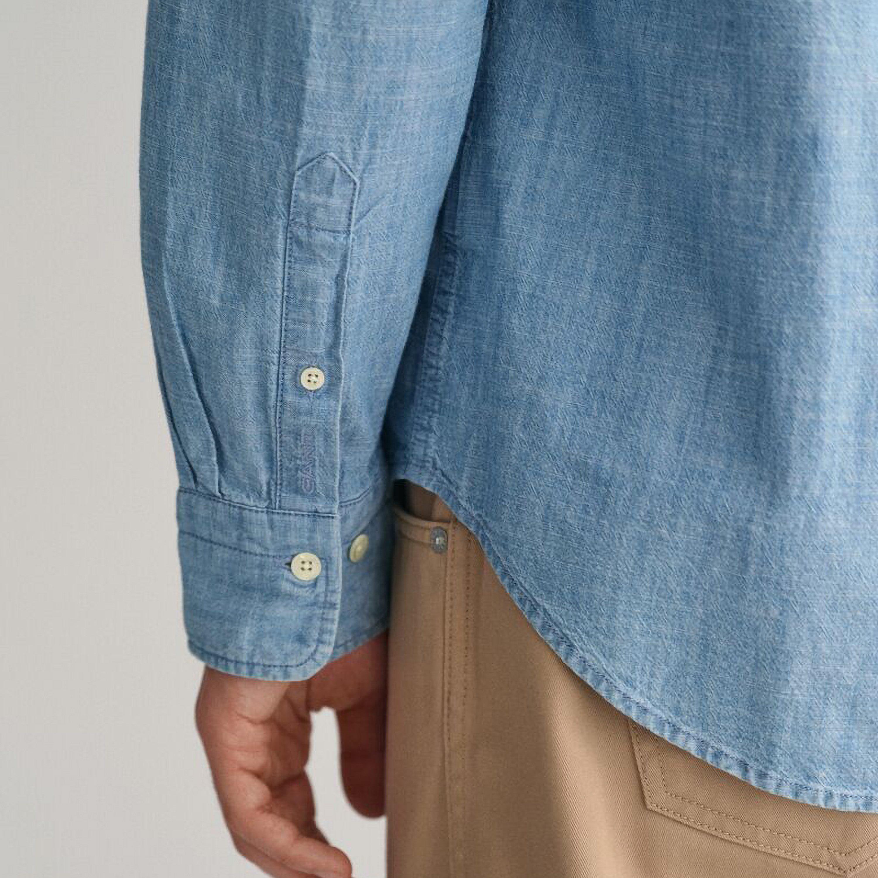 Gant Relaxed Fit Plain Button-Down Collar Long Sleeves Men's Shirt-men-clothing-shirts-image-2