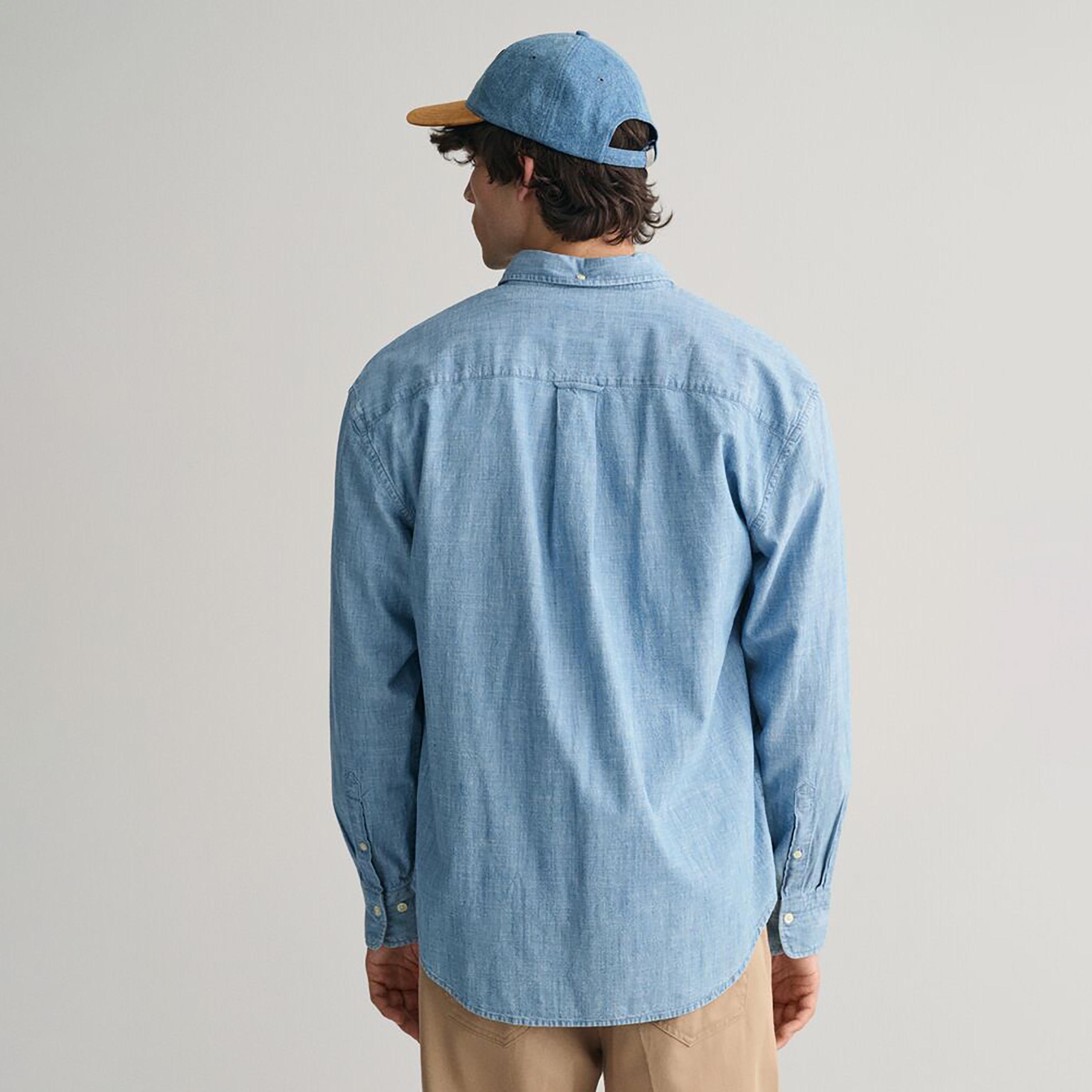Gant Relaxed Fit Plain Button-Down Collar Long Sleeves Men's Shirt-men-clothing-shirts-image-4