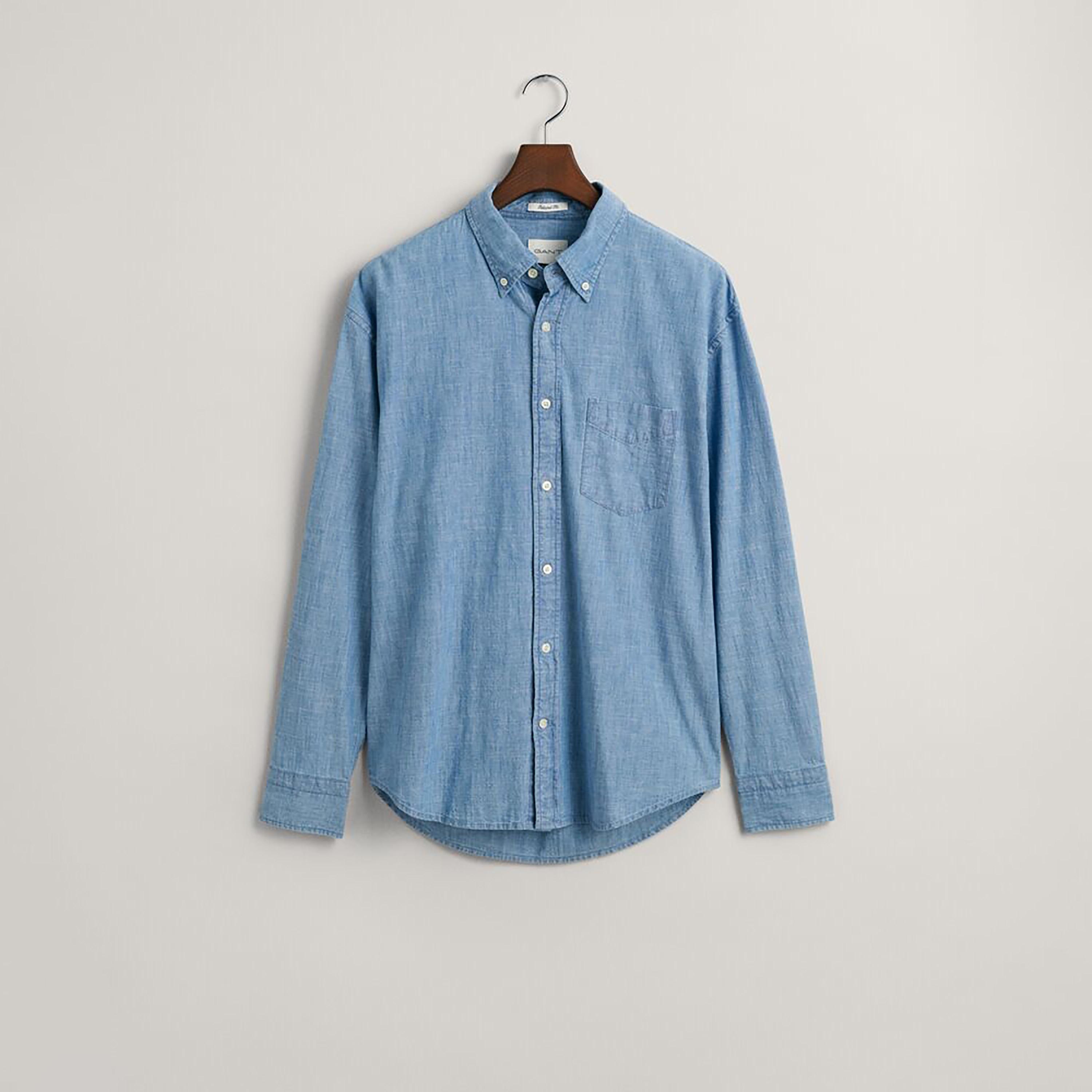 Gant Relaxed Fit Plain Button-Down Collar Long Sleeves Men's Shirt-men-clothing-shirts-image-5
