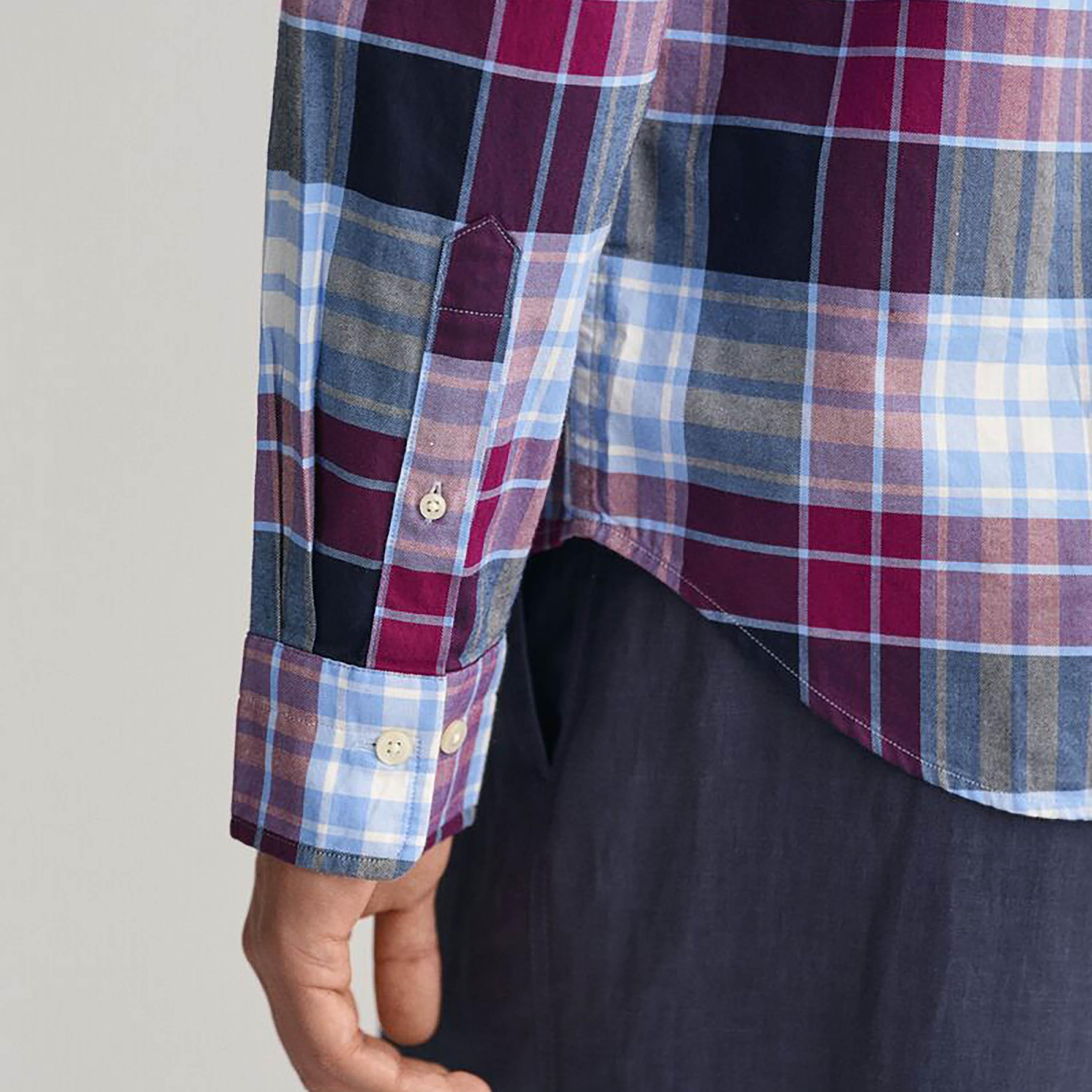قميص رجالي بياقة طويلة بأكمام طويلة من تارتان بأكمام طويلة من غانت عادي القياس-men-clothing-shirts-image-7