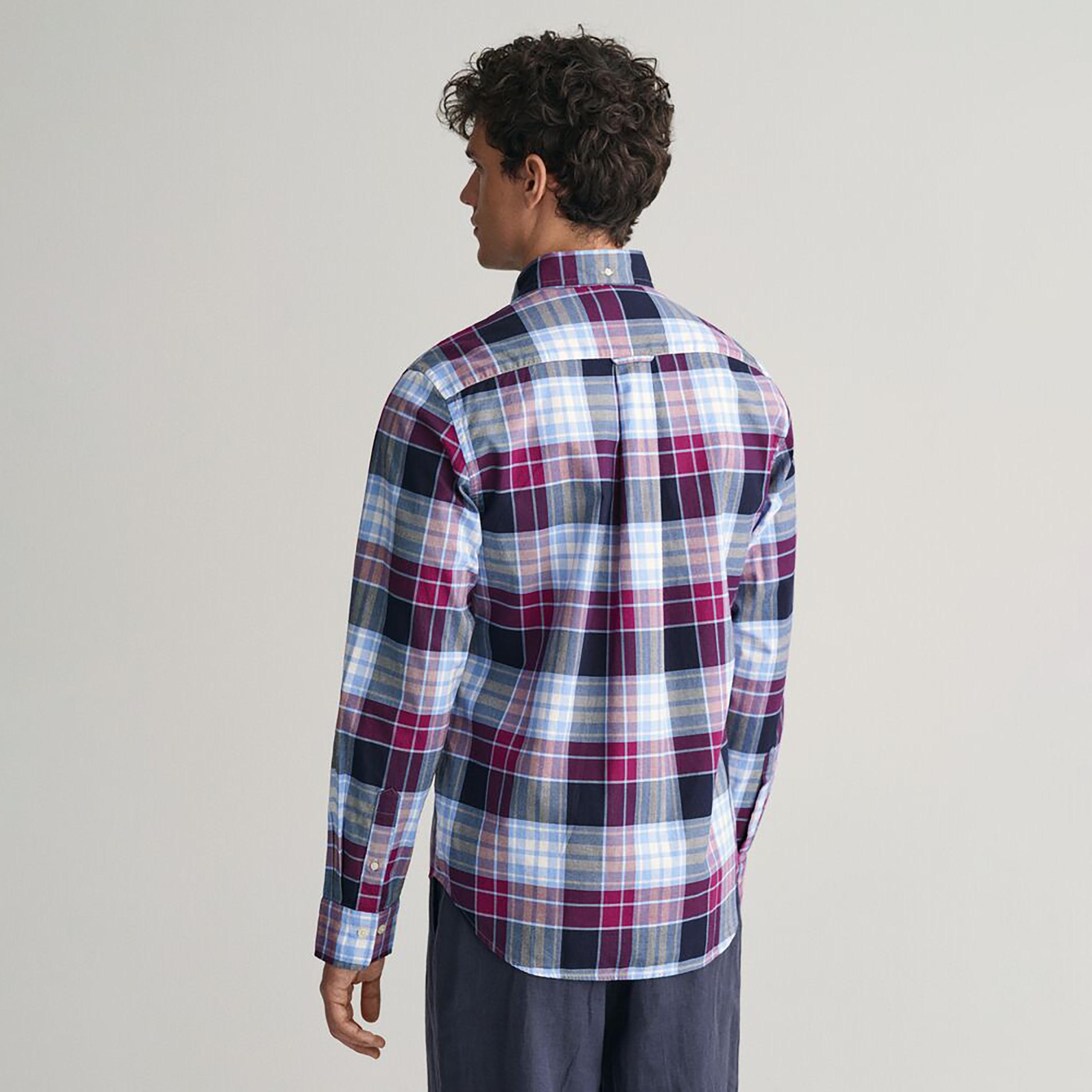 قميص رجالي بياقة طويلة بأكمام طويلة من تارتان بأكمام طويلة من غانت عادي القياس-men-clothing-shirts-image-9