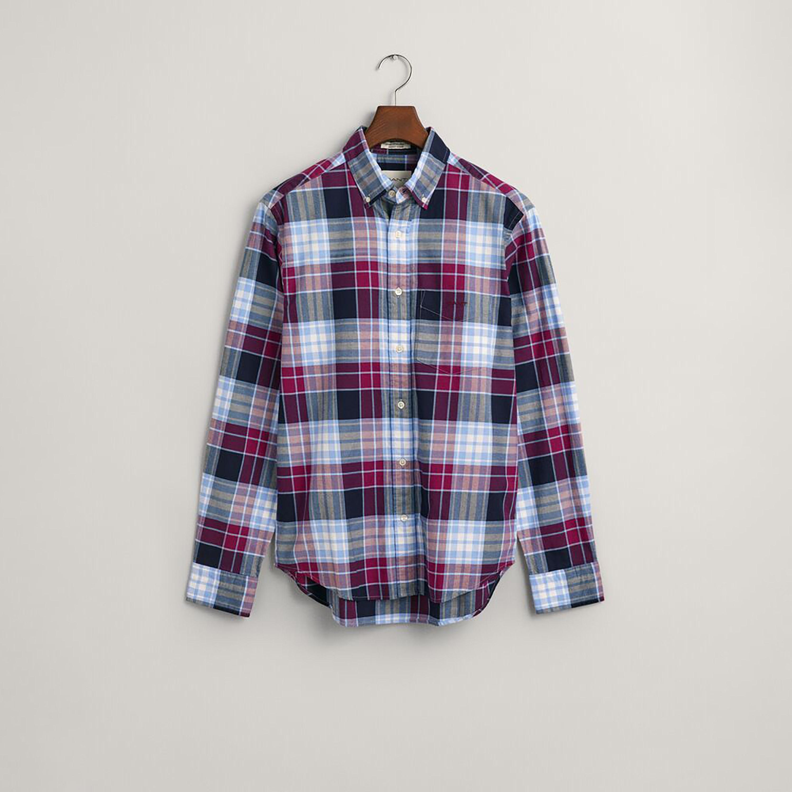 قميص رجالي بياقة طويلة بأكمام طويلة من تارتان بأكمام طويلة من غانت عادي القياس-men-clothing-shirts-image-10