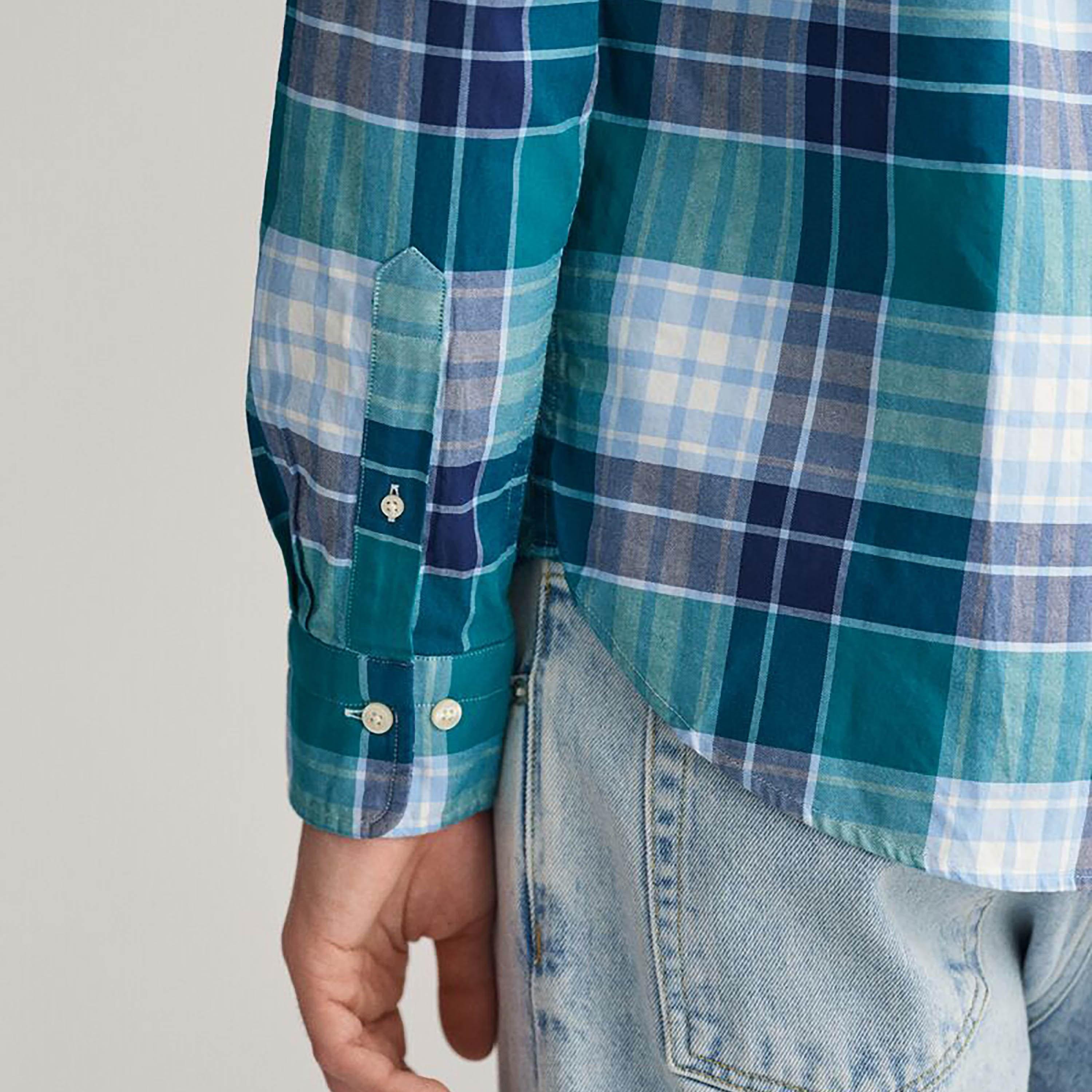 Gant Regular Fit Tartan Checked Button-Down Collar Long Sleeves Men's Shirt-men-clothing-shirts-image-2