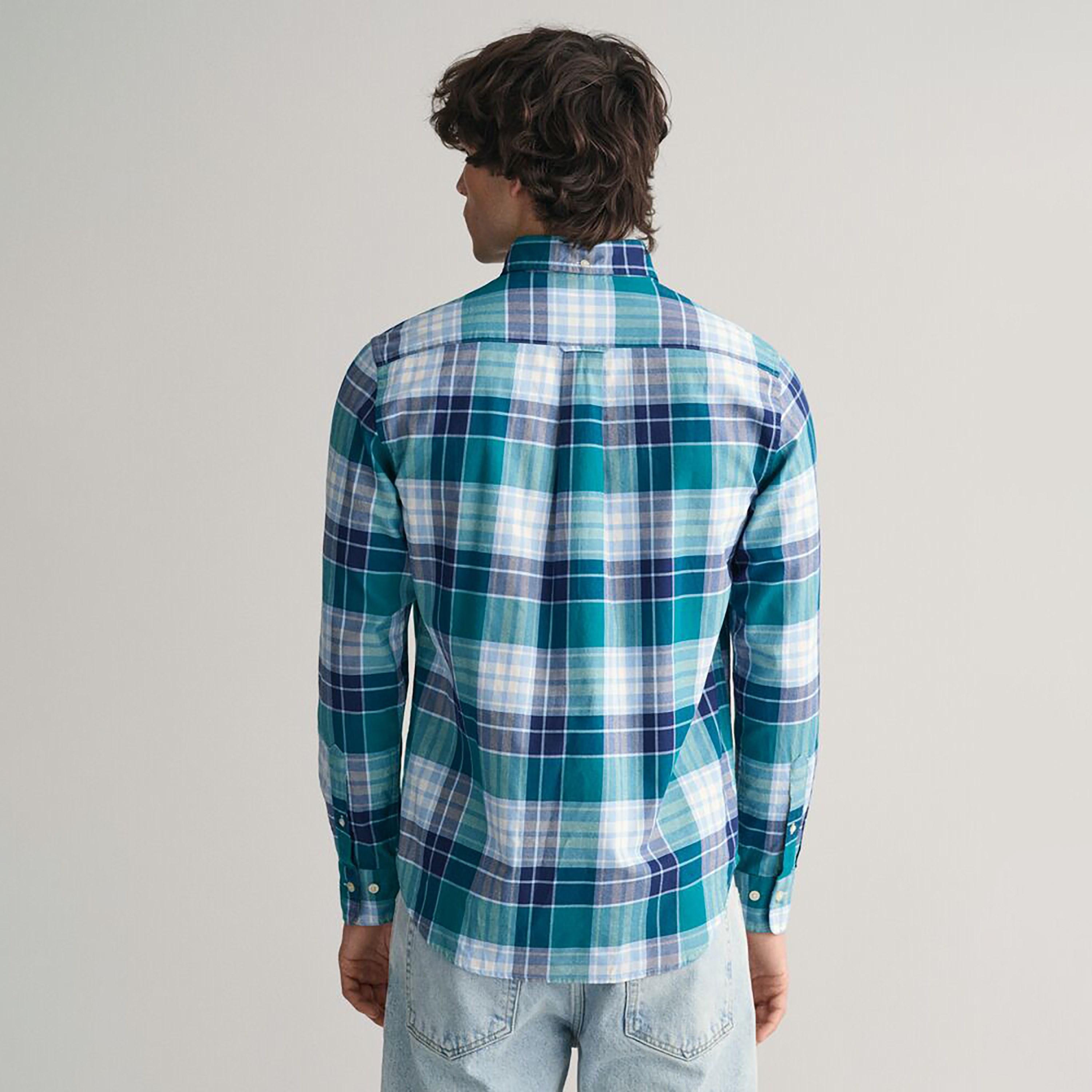قميص رجالي بياقة طويلة بأكمام طويلة من تارتان بأكمام طويلة من غانت عادي القياس-men-clothing-shirts-image-4