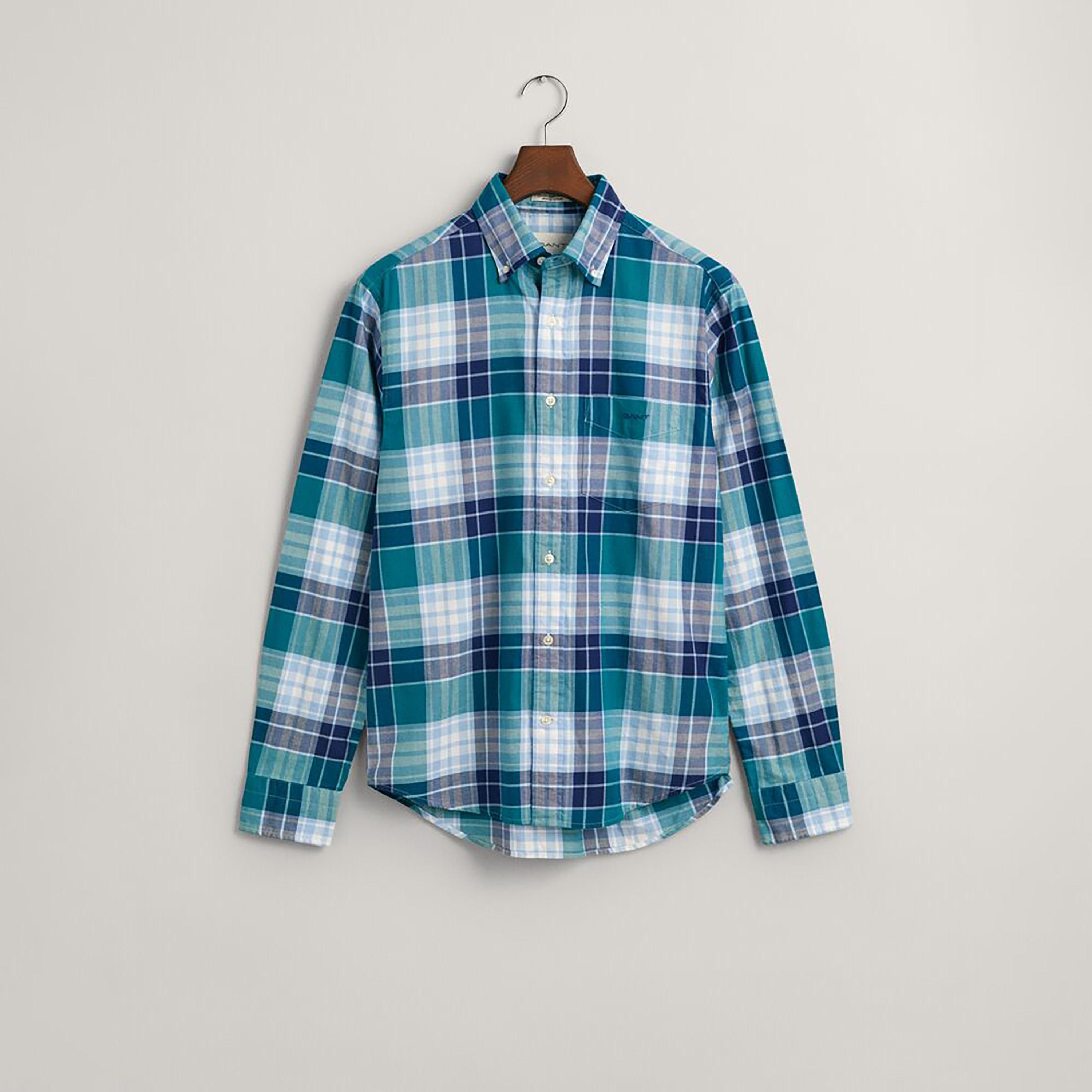 Gant Regular Fit Tartan Checked Button-Down Collar Long Sleeves Men's Shirt-men-clothing-shirts-image-5