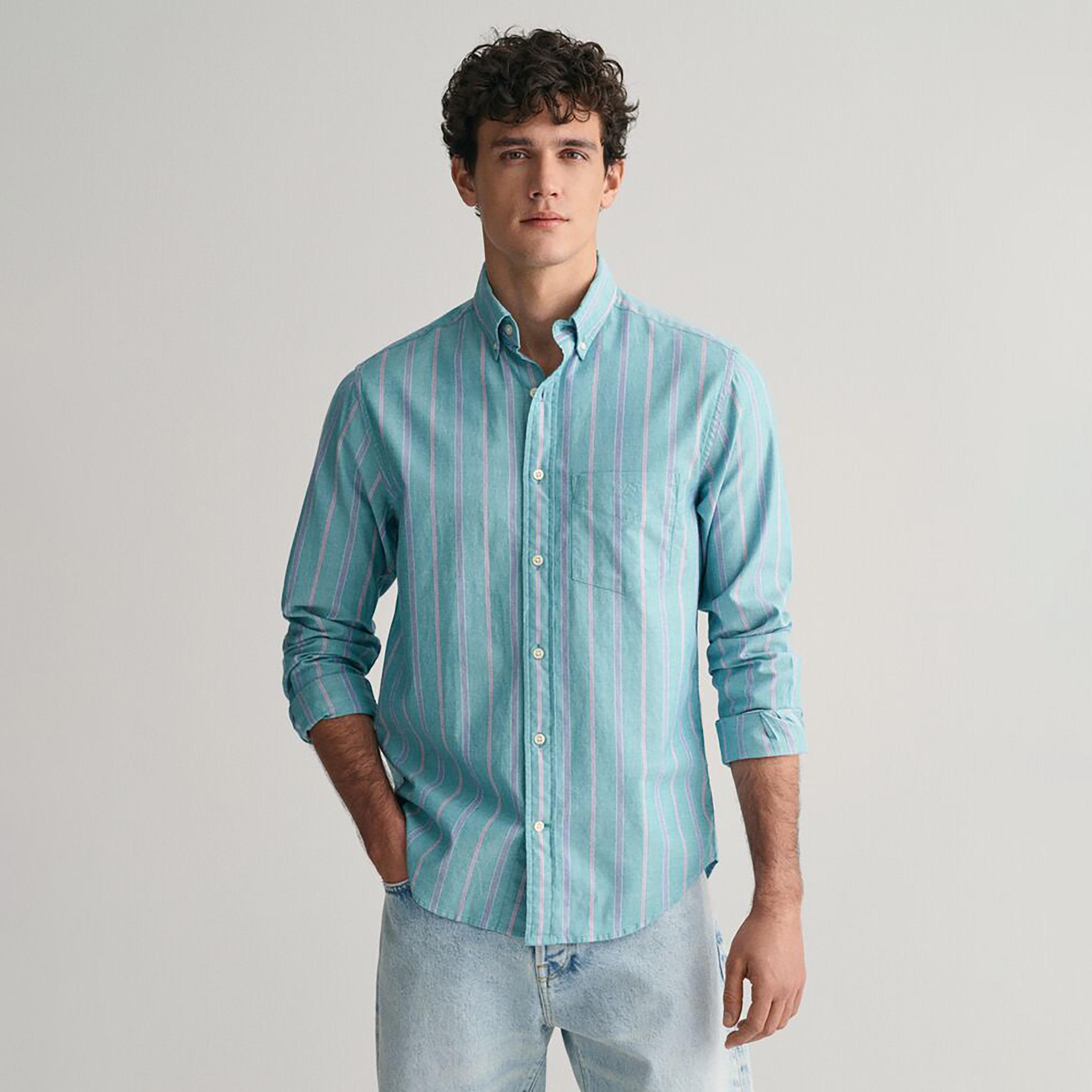 Gant Regular Fit Striped Button-Down Collar Long Sleeves Men's Shirt-men-clothing-shirts-image-1