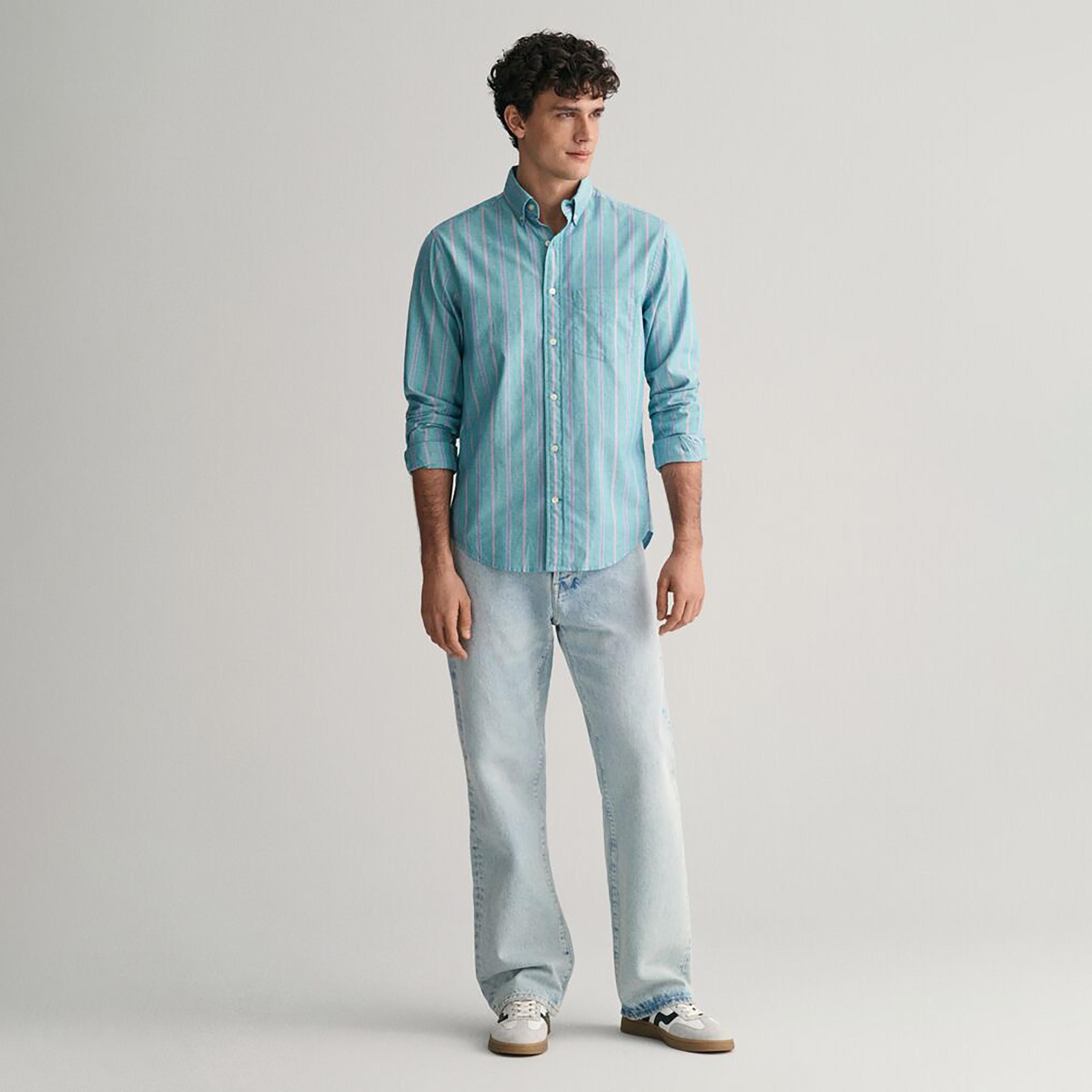Gant Regular Fit Striped Button-Down Collar Long Sleeves Men's Shirt-men-clothing-shirts-image-3