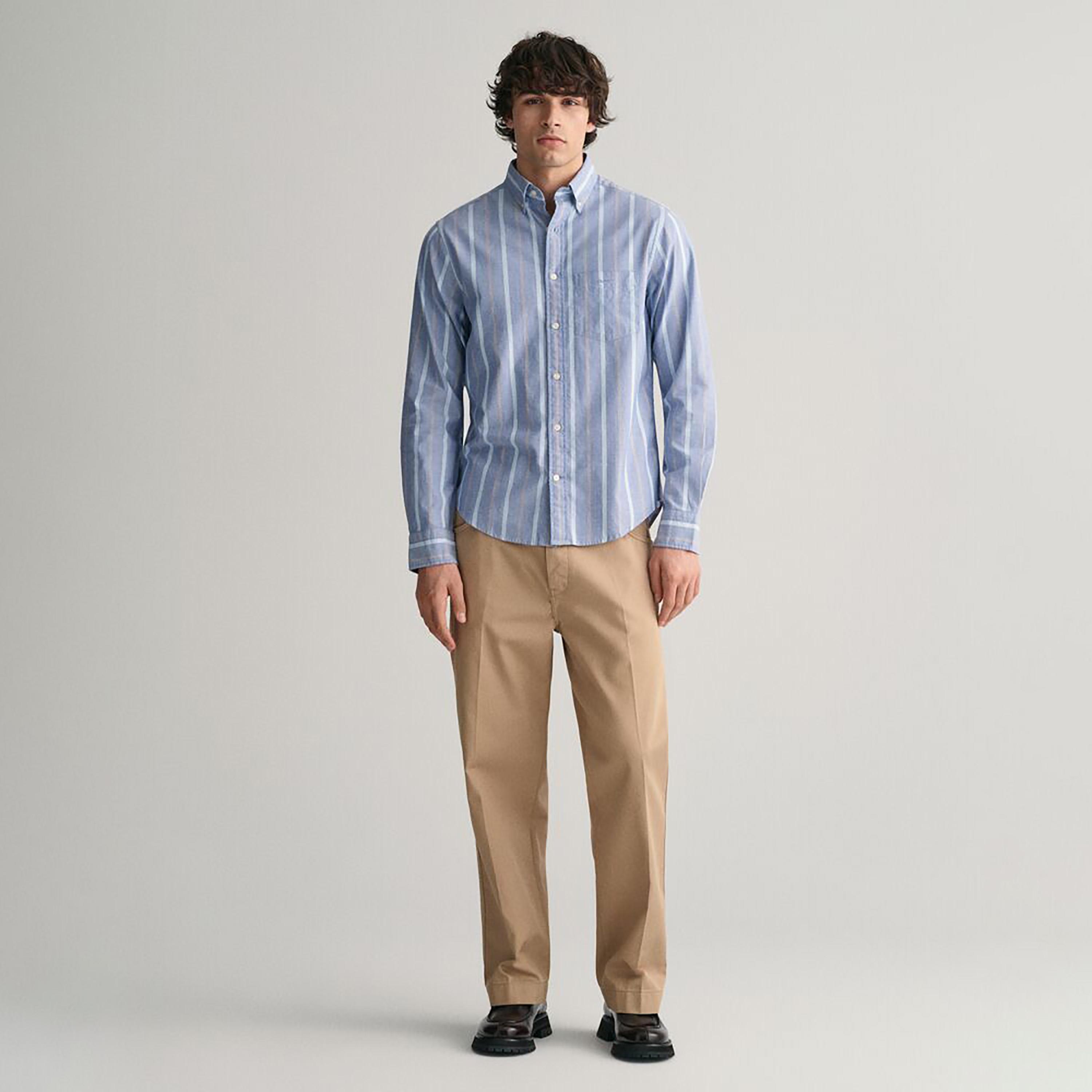 Gant Regular Fit Striped Button-Down Collar Long Sleeves Men's Shirt-men-clothing-shirts-image-7