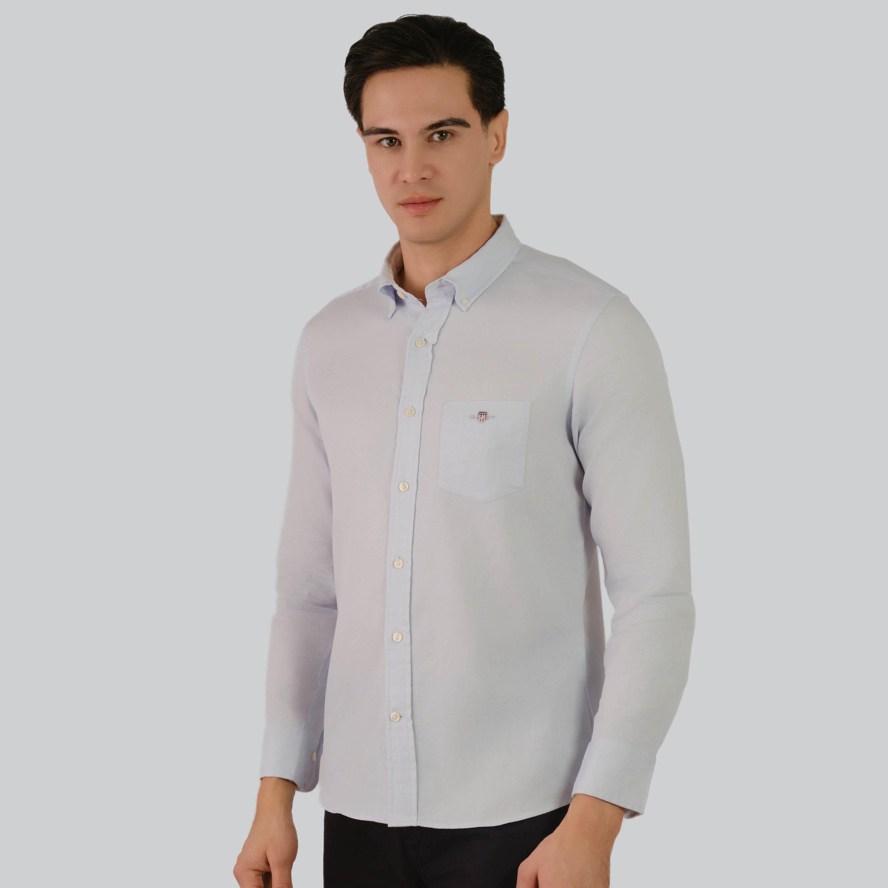 Gant Regular Fit Plain Button-Down Collar Long Sleeves Men's Shirt-men-clothing-shirts-image-5