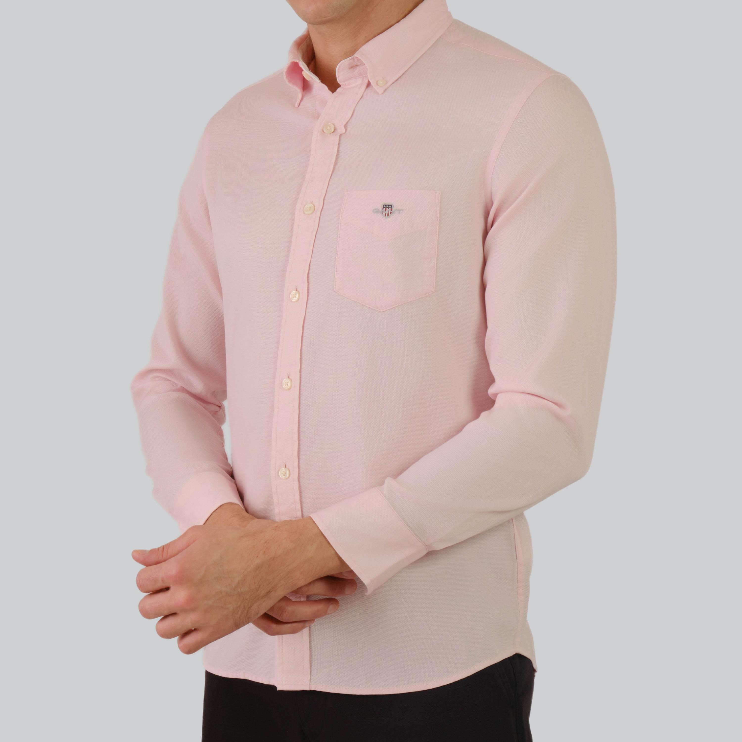 Gant Regular Fit Plain Button-Down Collar Long Sleeves Men's Shirt-men-clothing-shirts-image-10