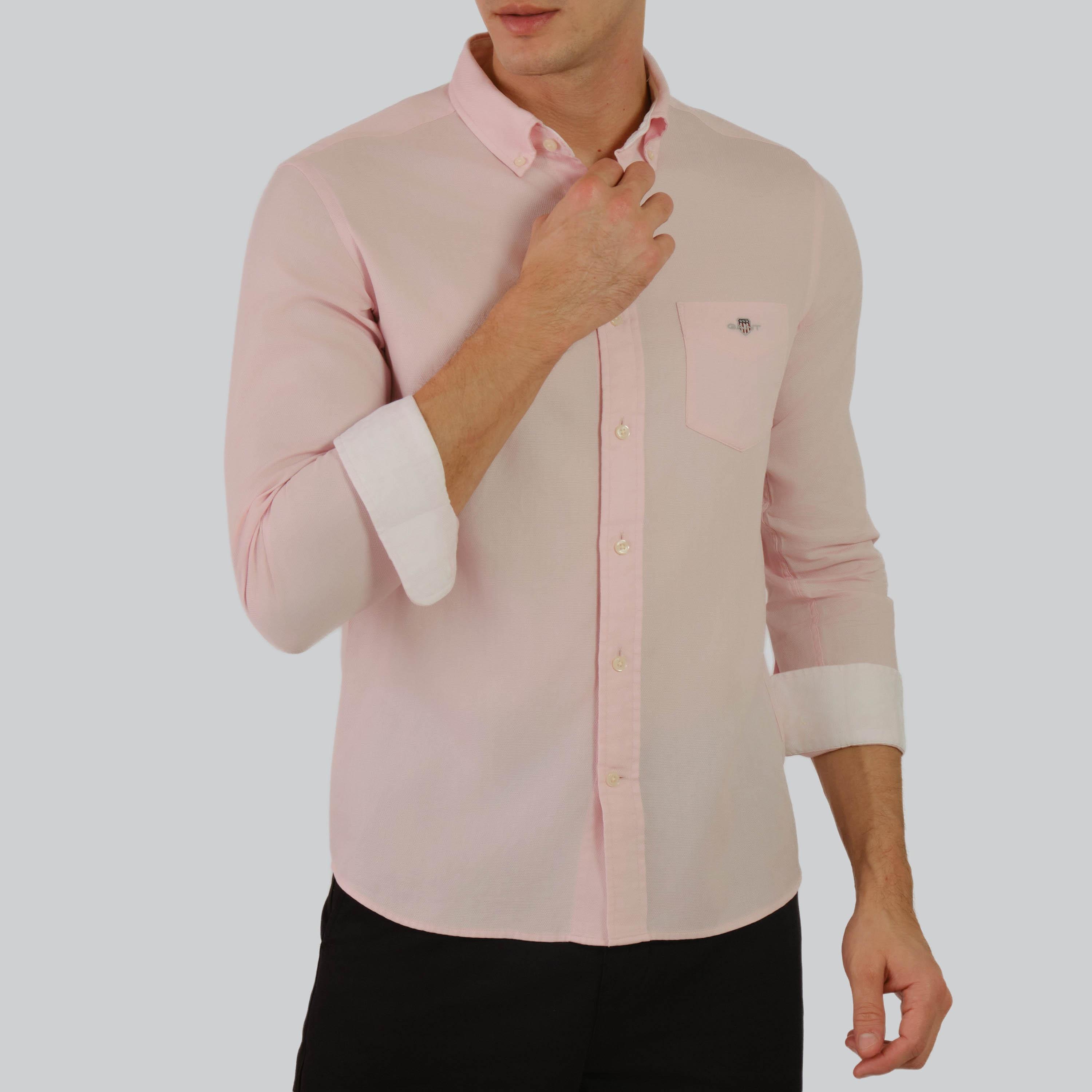 Gant Regular Fit Plain Button-Down Collar Long Sleeves Men's Shirt-men-clothing-shirts-image-12